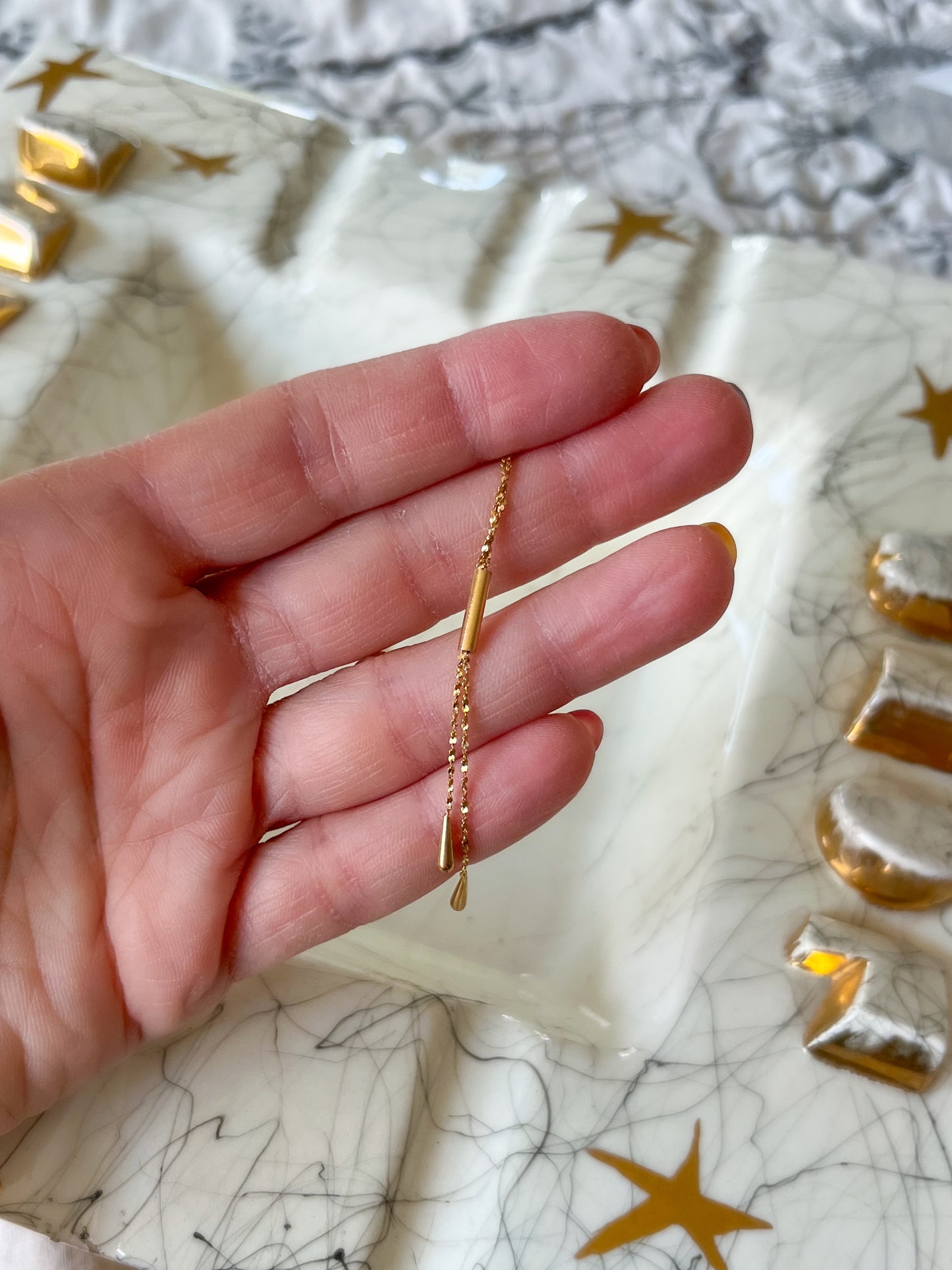 Vintage 14k Yellow Gold Tear Drop Chain Necklace