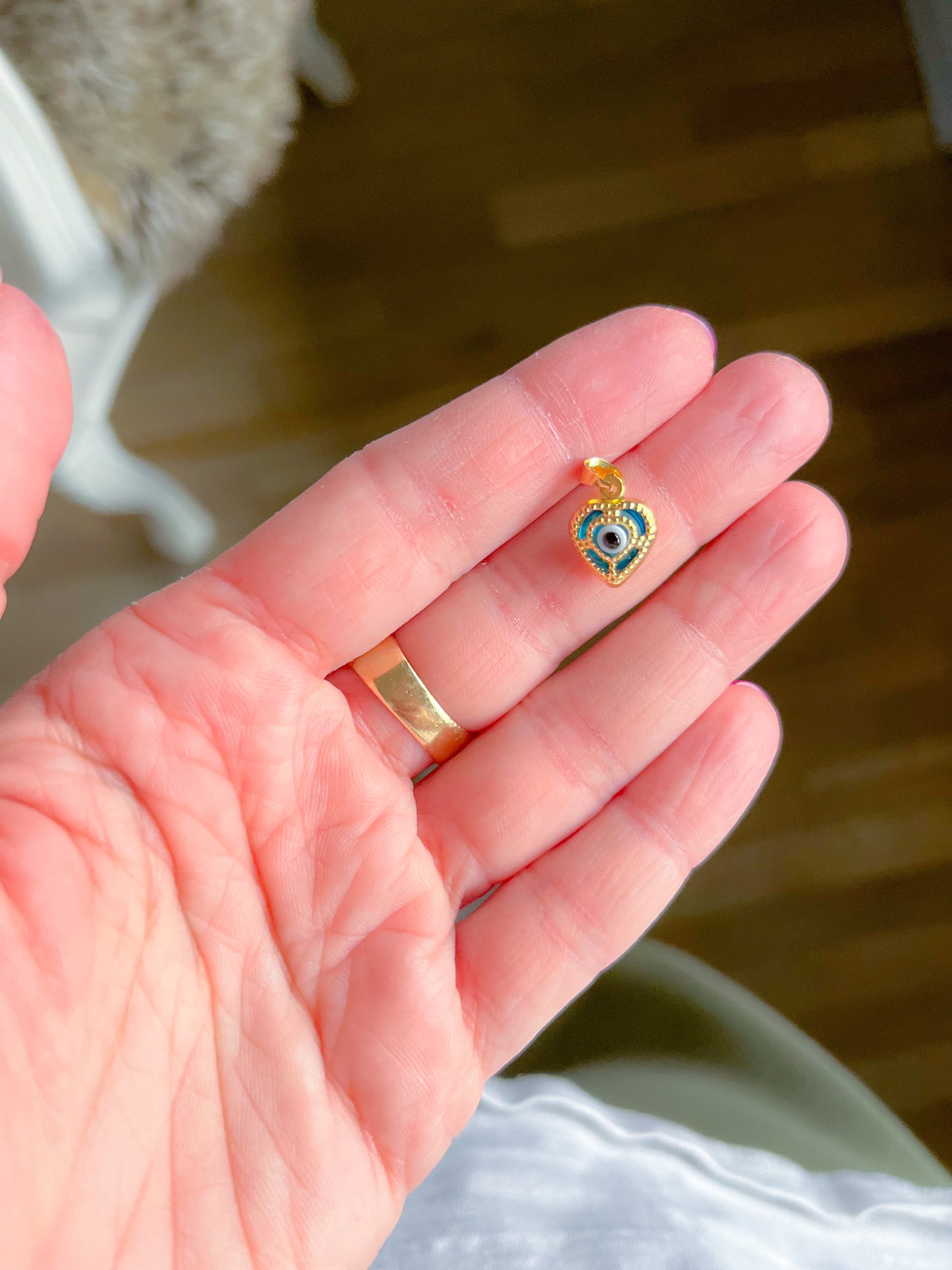 Heart Evil Eye 14k Yellow Gold Charm
