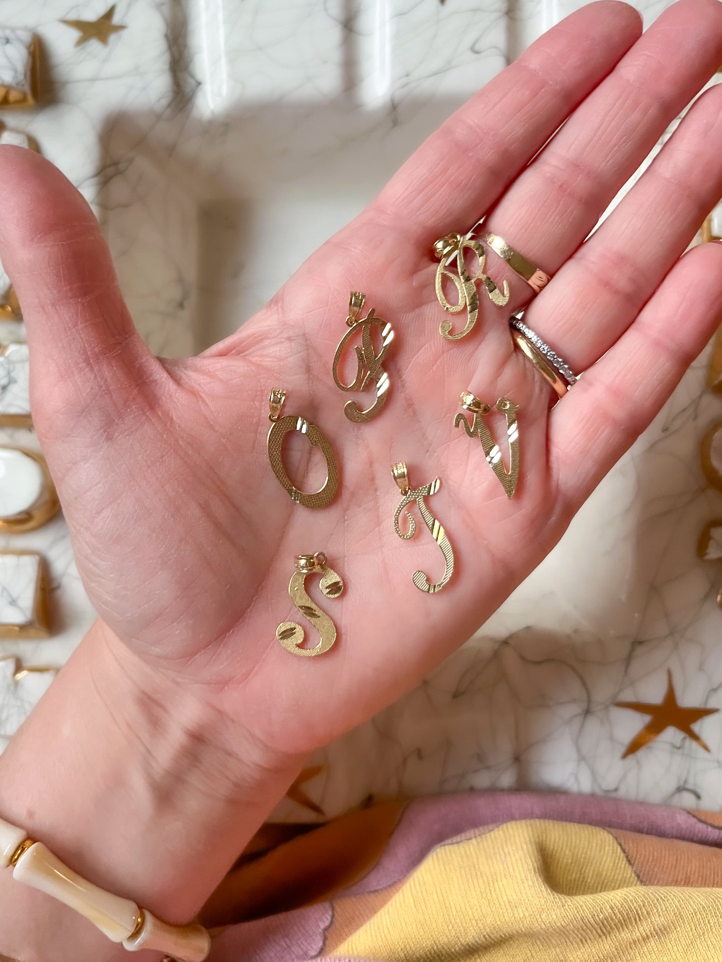 10k Yellow Gold Simple Initial Letter Charms