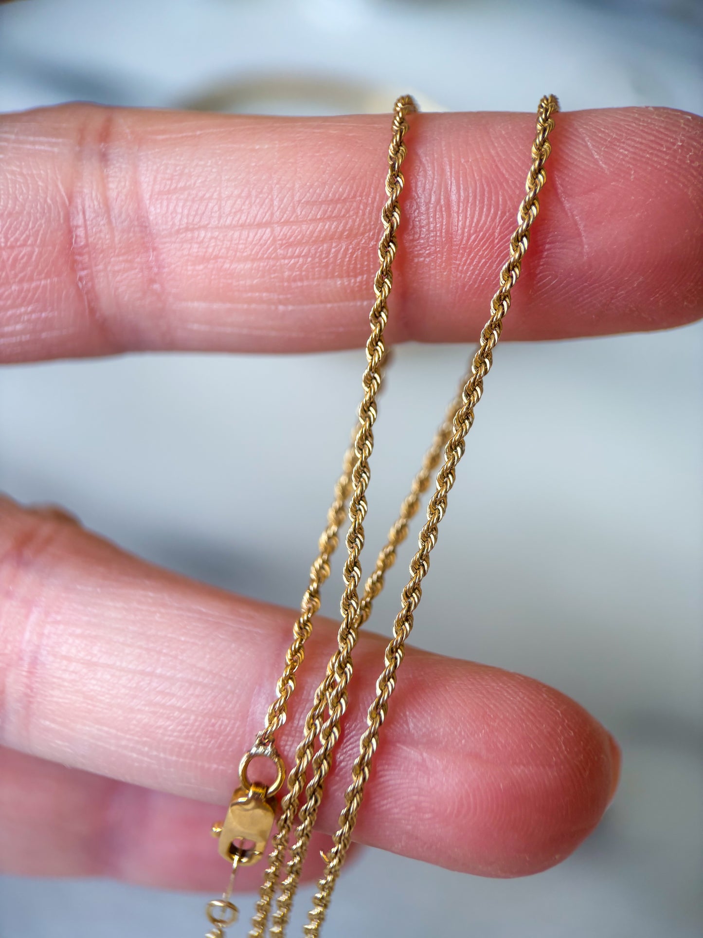 Vintage Thin Rope Chain 14k Yellow Gold 25 Inch Chain Necklace