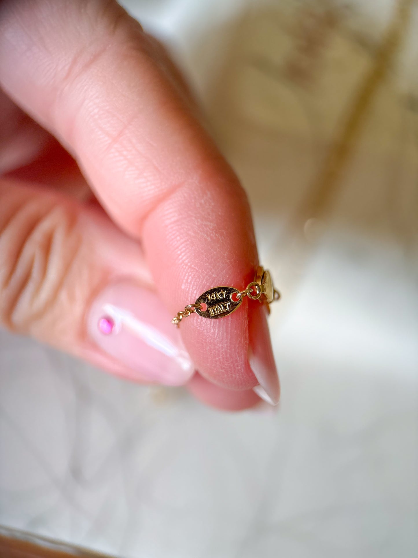 Vintage Mother of Pearl Butterfly Charm on 14k Yellow Gold Chain