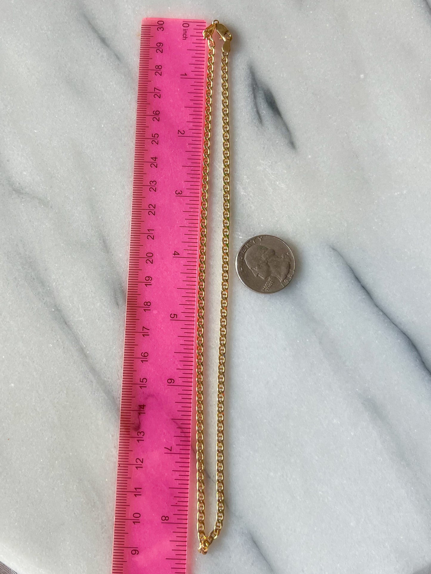 Vintage Flat Mariner 14k Yellow Gold Chain 17 Inch Necklace