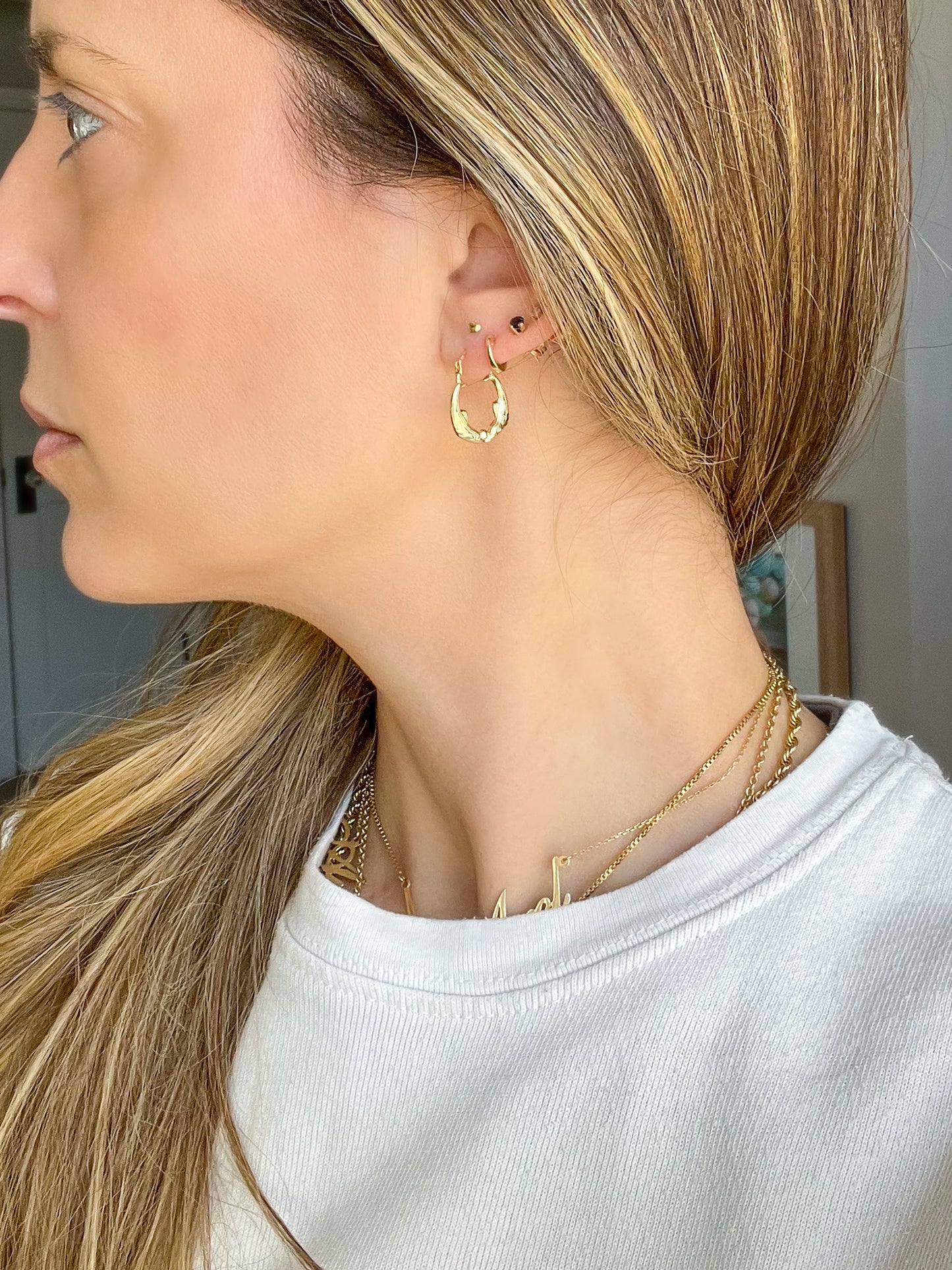 Vintage Whale 10k Yellow Gold Hoop Earrings