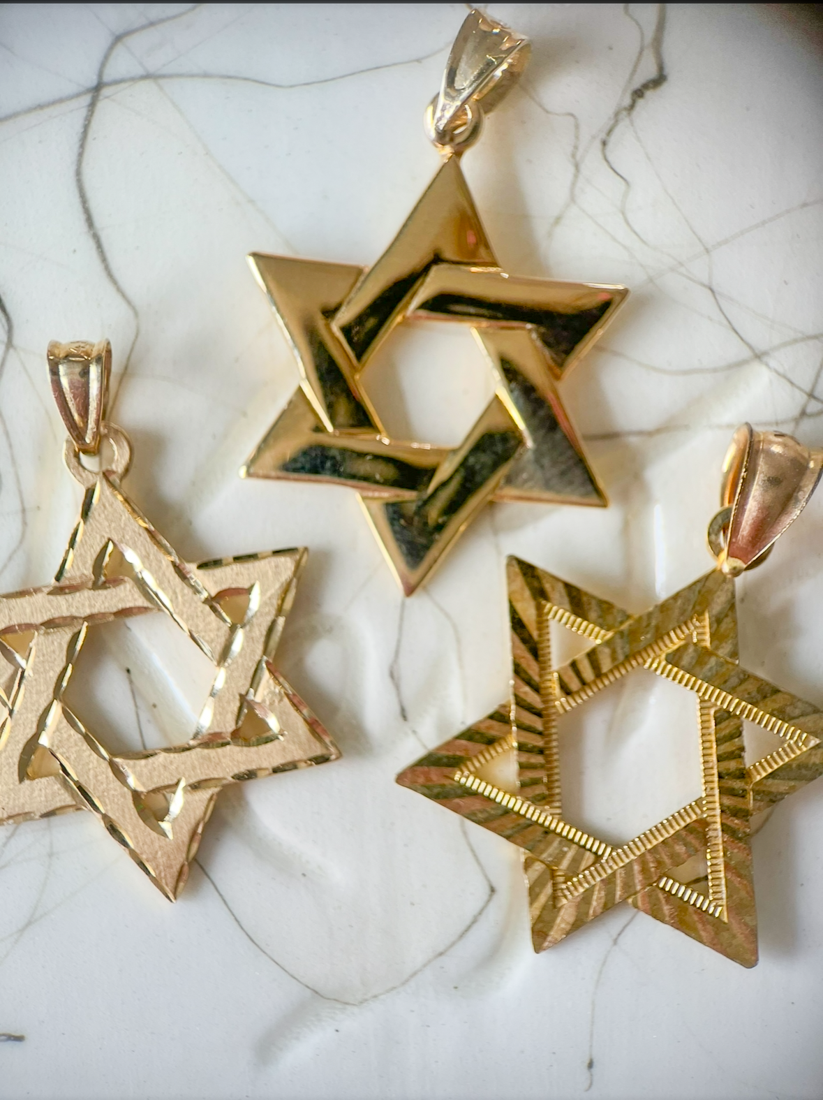 14k Yellow Gold Star of David Charm