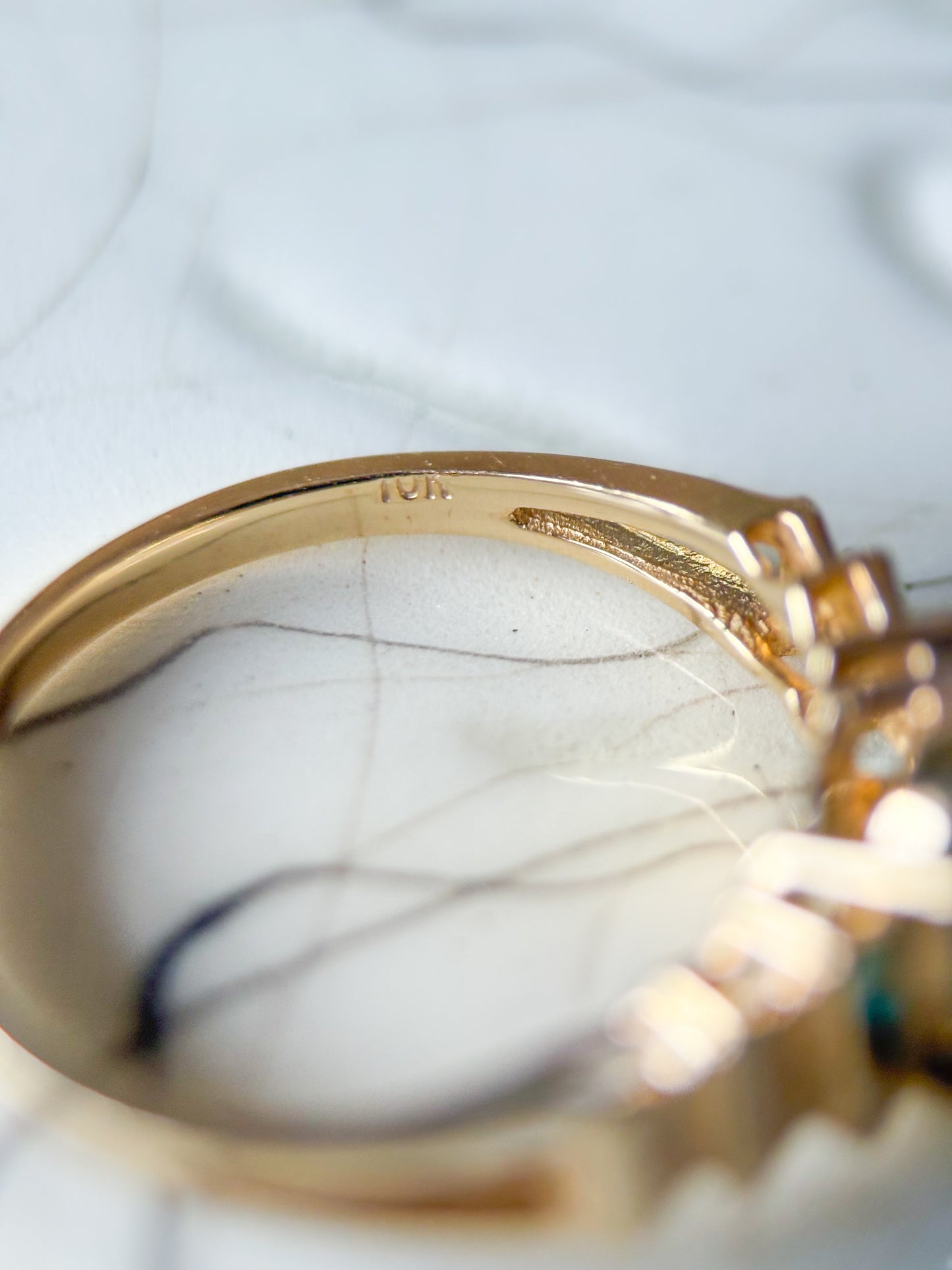 Vintage 10k Yellow Gold with Synthetic Blue Stone