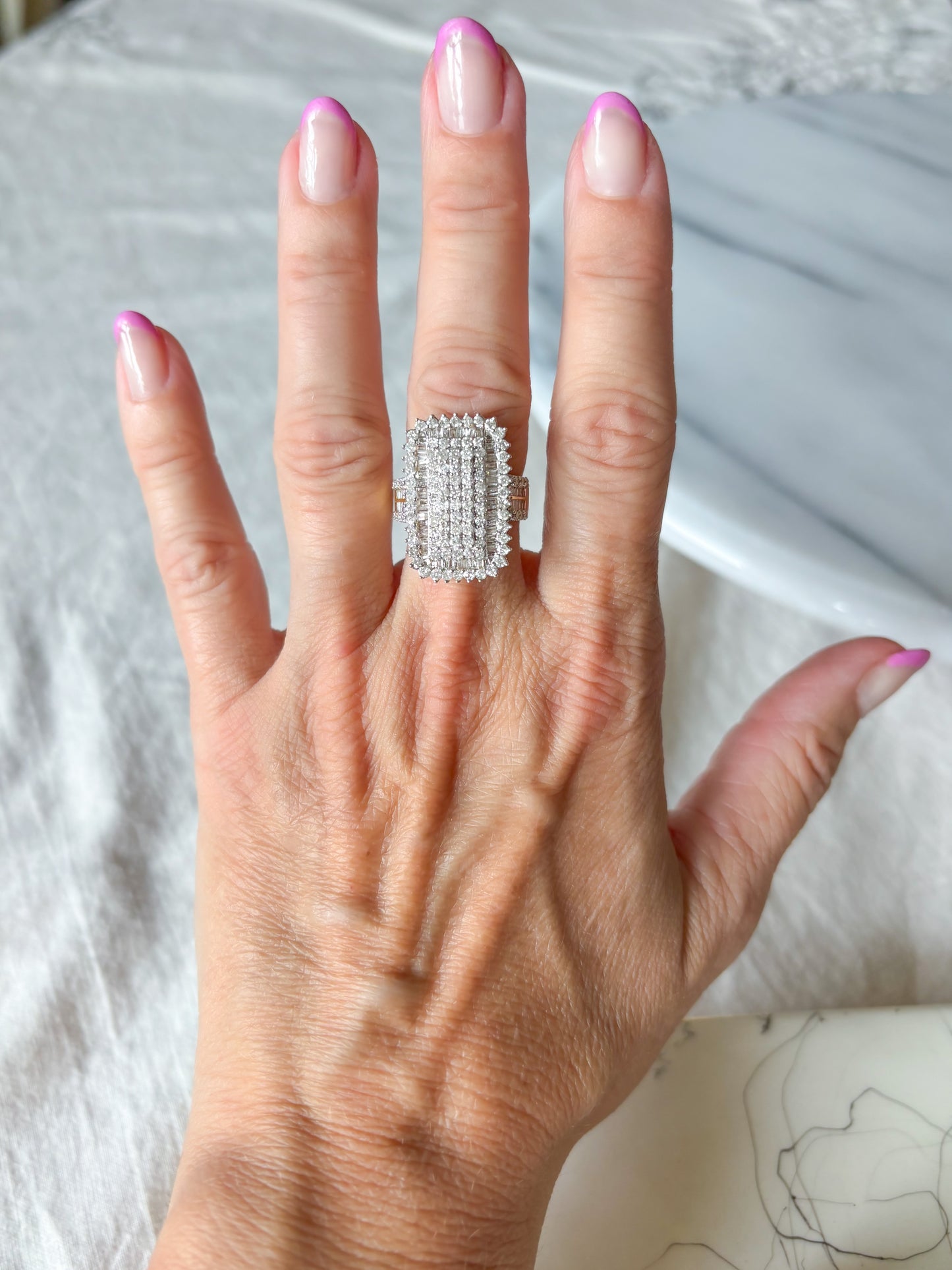 Vintage Natural Diamond 14k Yellow Gold Statement Ring