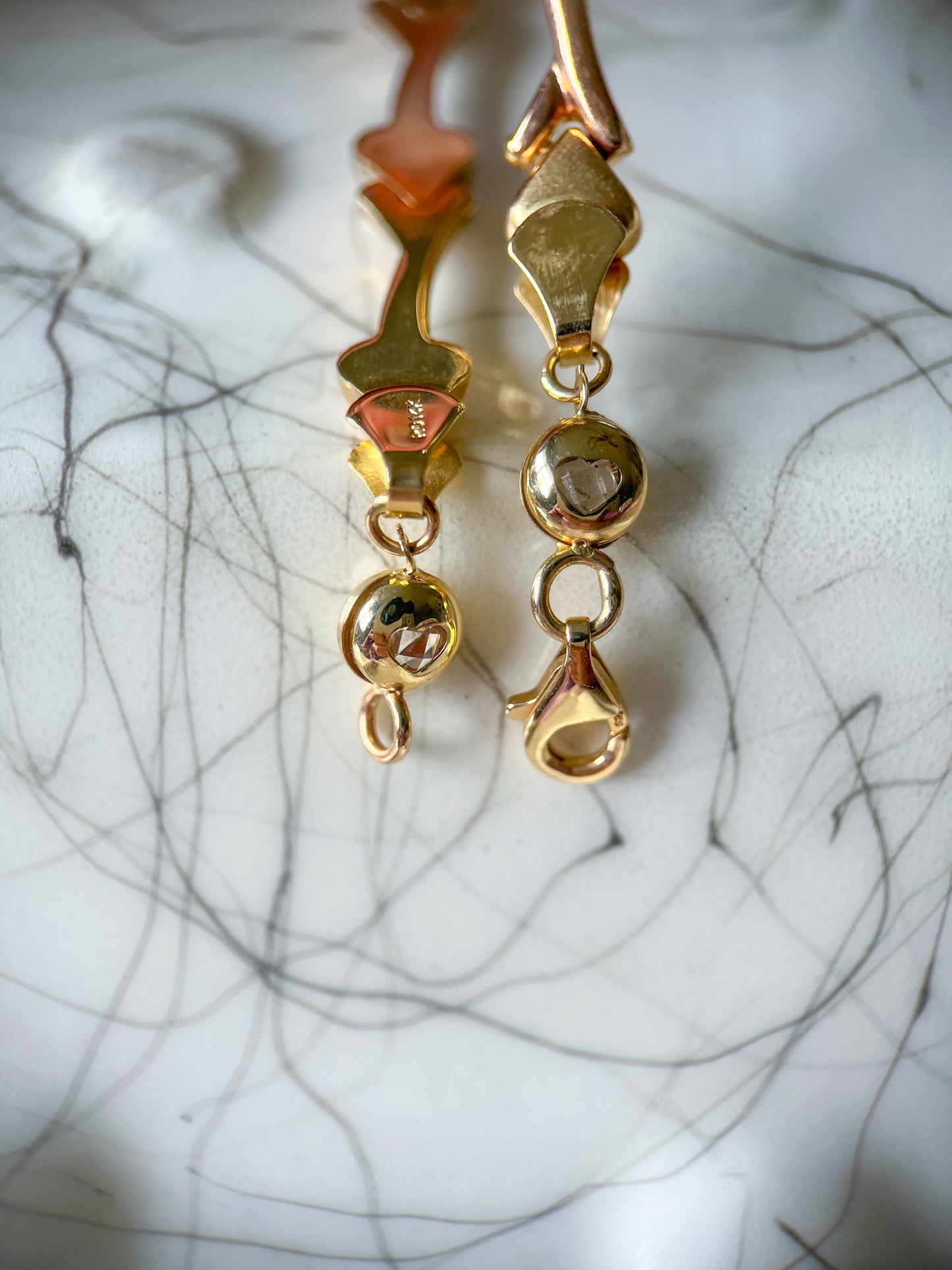 Tri Color White, Rose, Yellow Gold Heart 7.5 Inch Bracelet