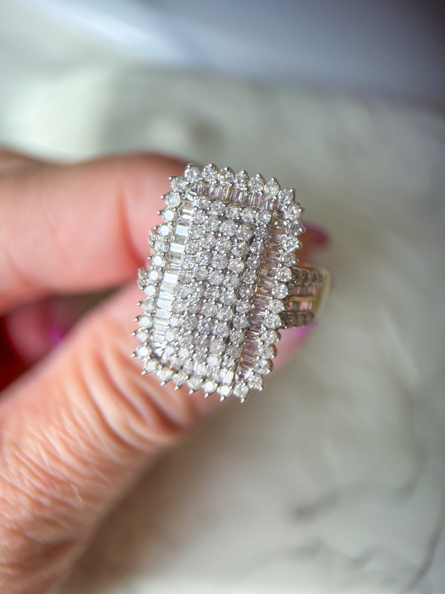 Vintage Natural Diamond 14k Yellow Gold Statement Ring