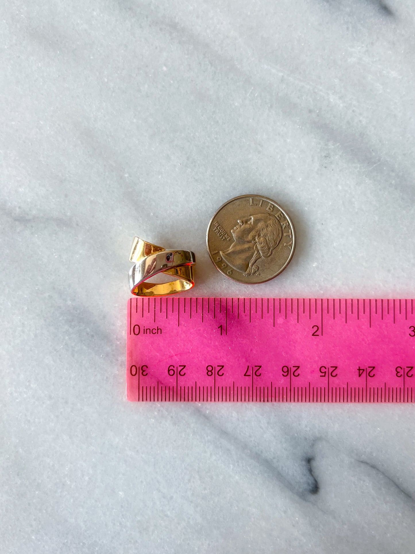 Vintage Two Toned Slider in 14k Yellow and White Gold