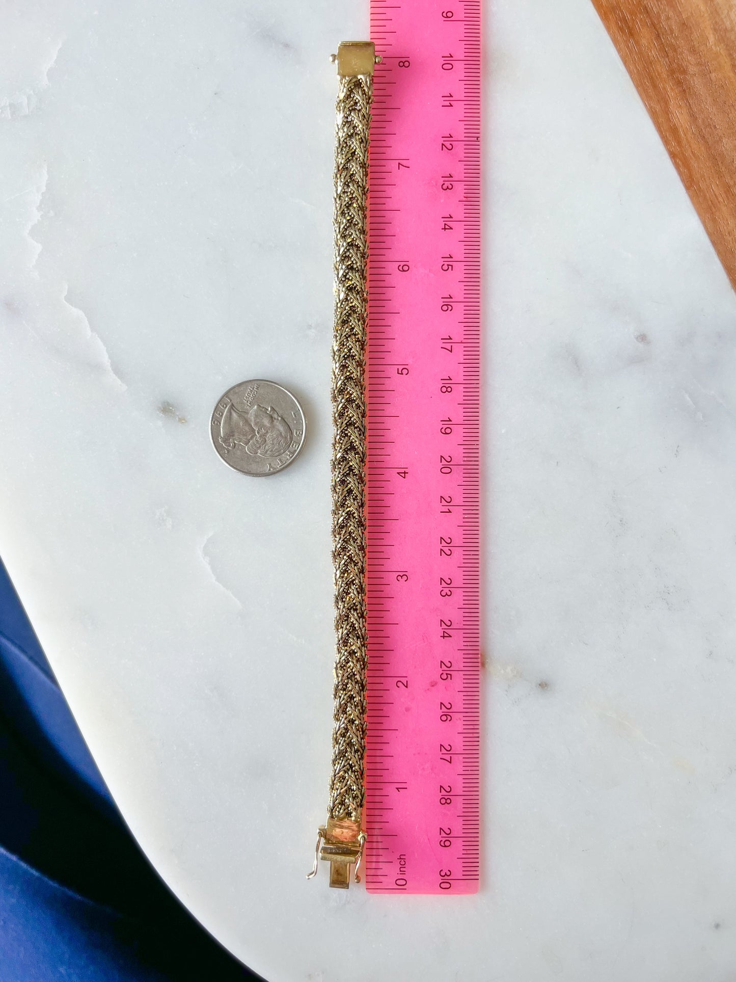 Vintage Weaved 14k Yellow Gold 7 3/4 Inch Bracelet