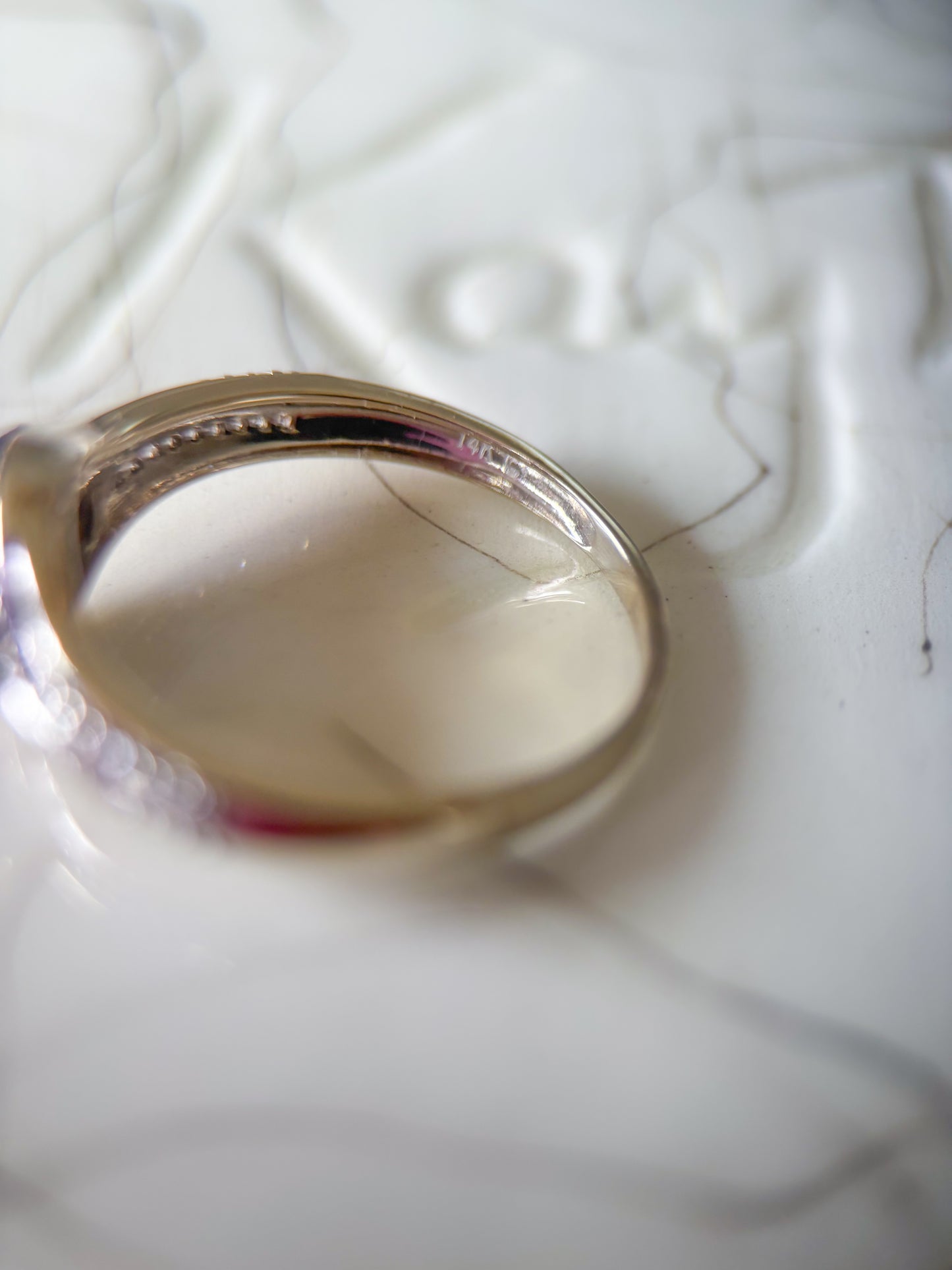 Vintage Natural Diamond and Natural Sapphire 14k White Gold Ring