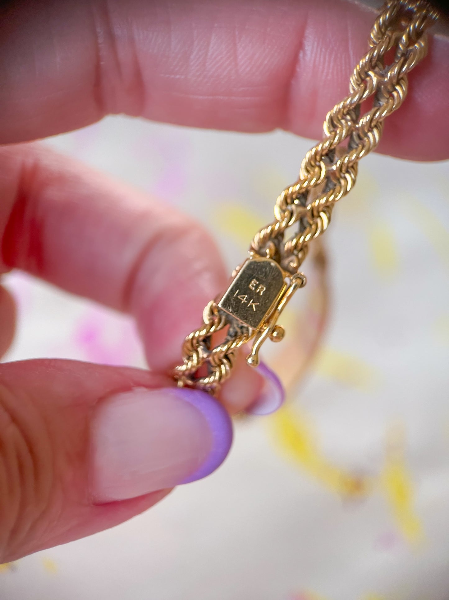 Vintage Double Rope ID Bracelet 14k Yellow Gold 7 Inch Bracelet