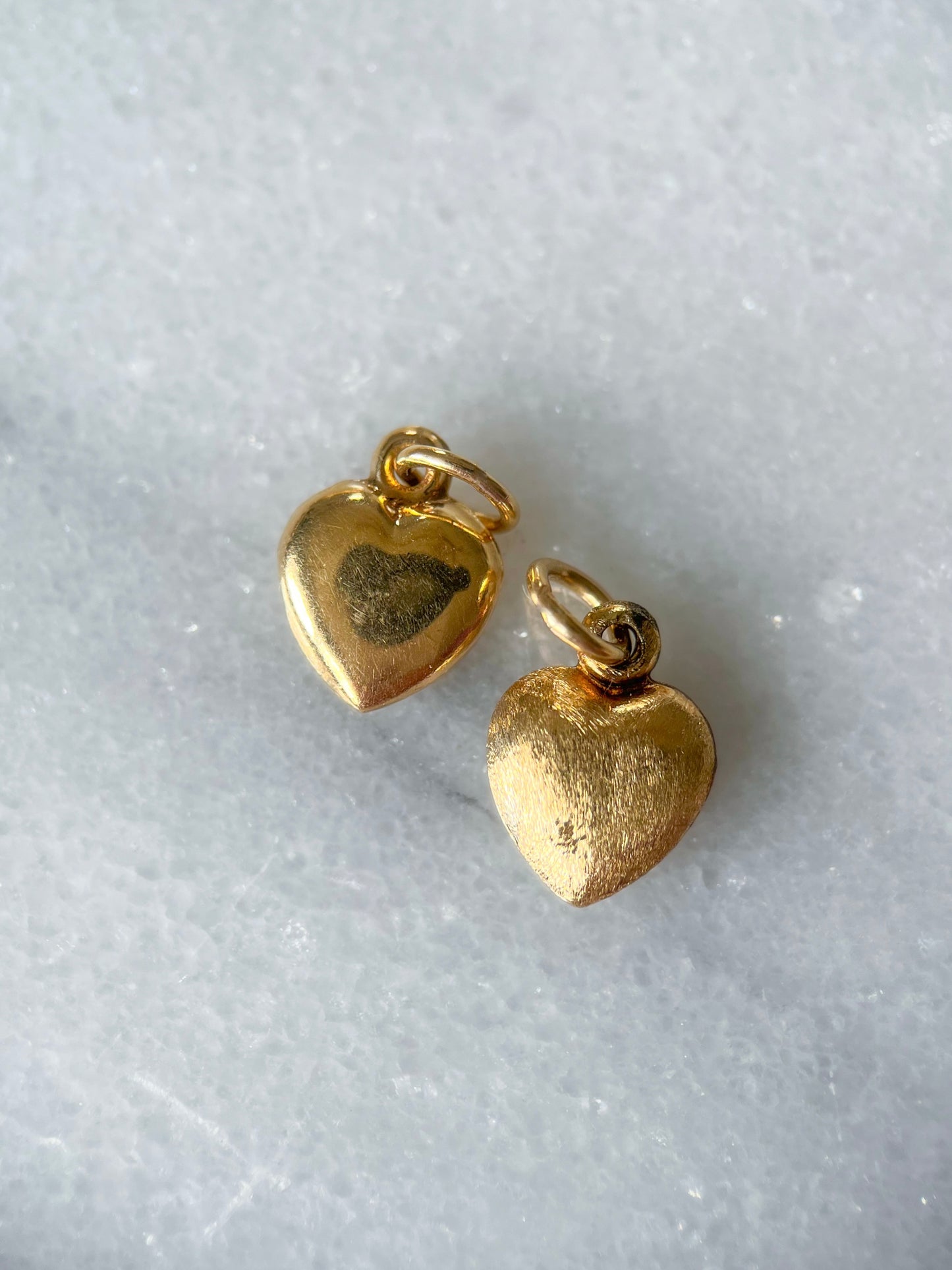 Vintage Mini Shiny Puffy Heart 14k Yellow Gold Charm