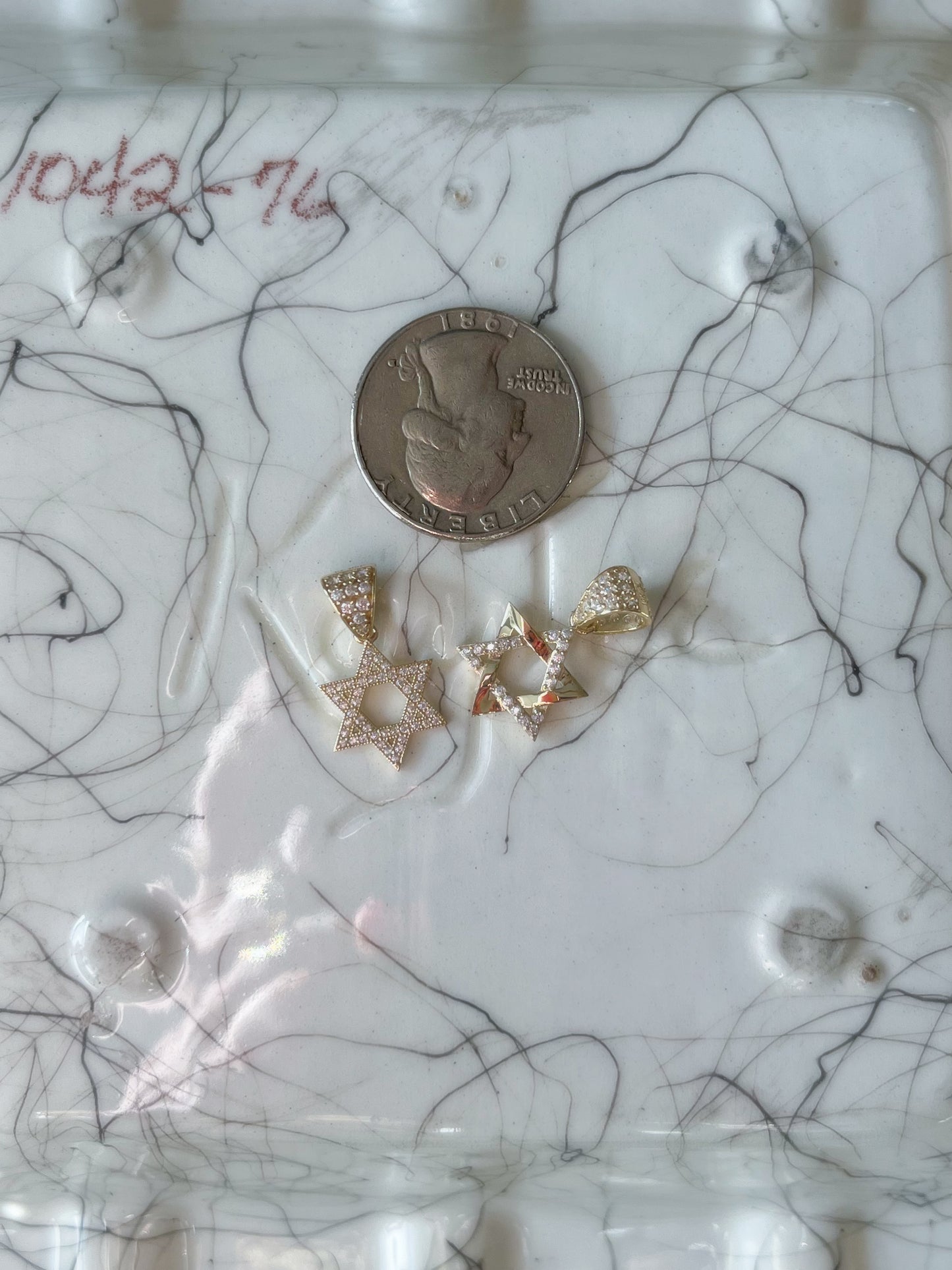 Various 10k Yellow Gold and CZ Star of David Charms