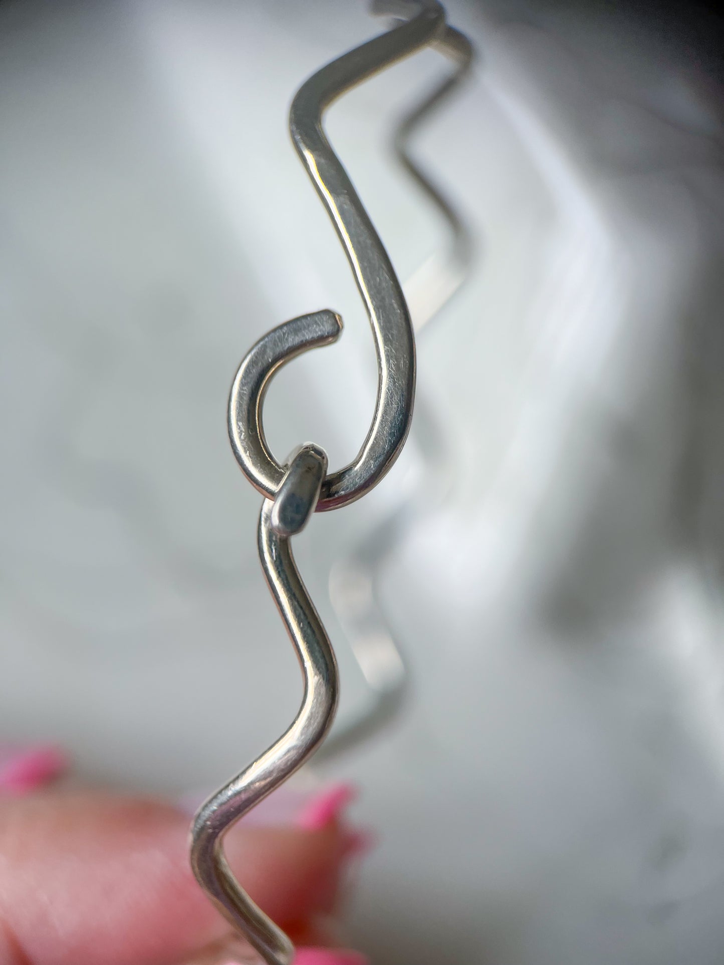 Vintage Wavy Bangle Sterling Silver Bracelet, circa 1990s