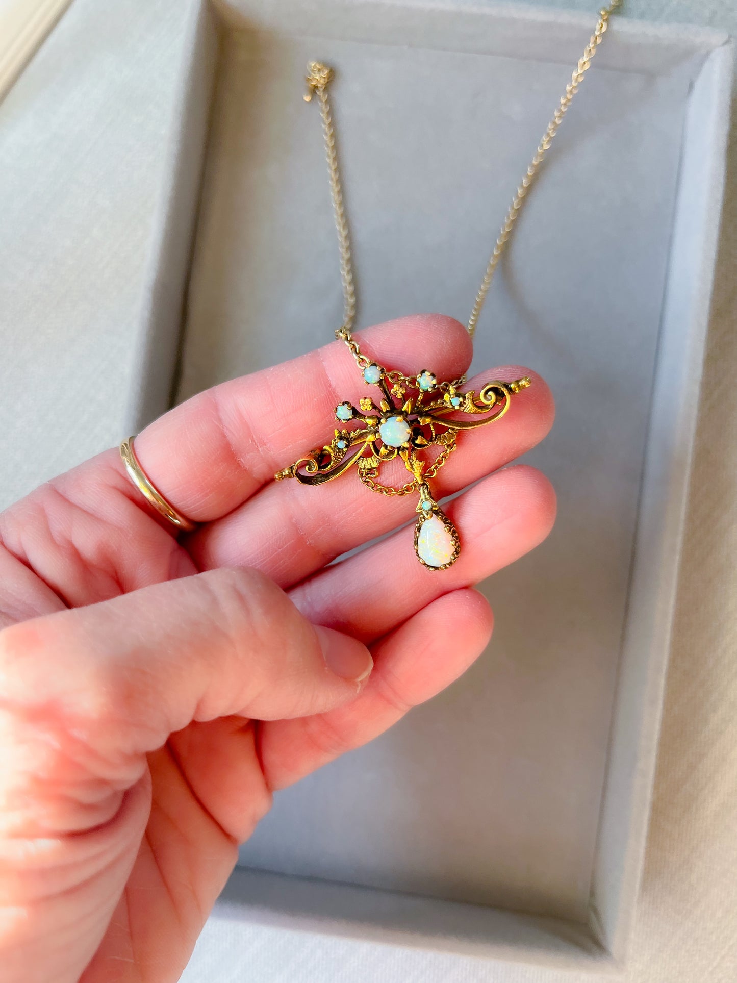 Antique Opal 14k Yellow Gold Pin and Pendant