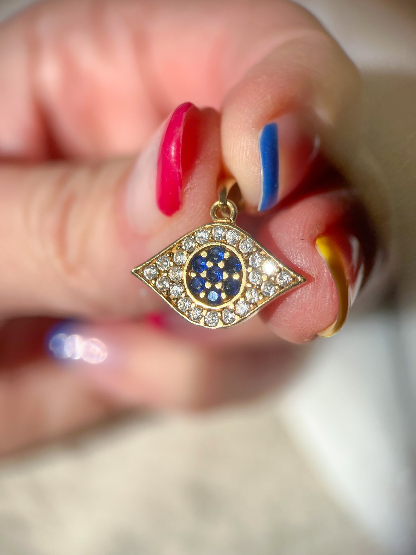 Evil Eye 10k Yellow Gold with CZs Charm