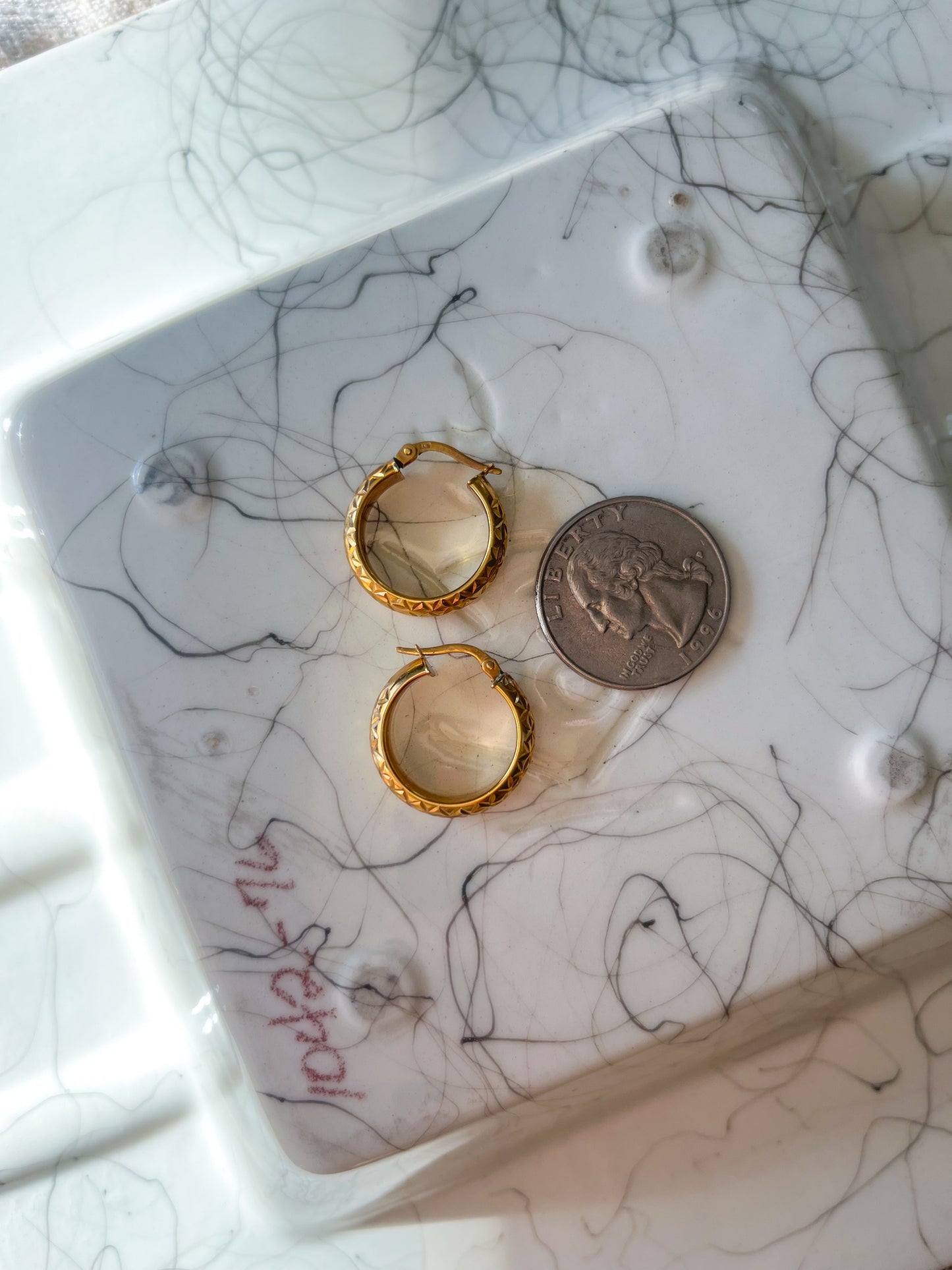 Vintage Puffy Quilted 14k Yellow Gold Hoop Earrings