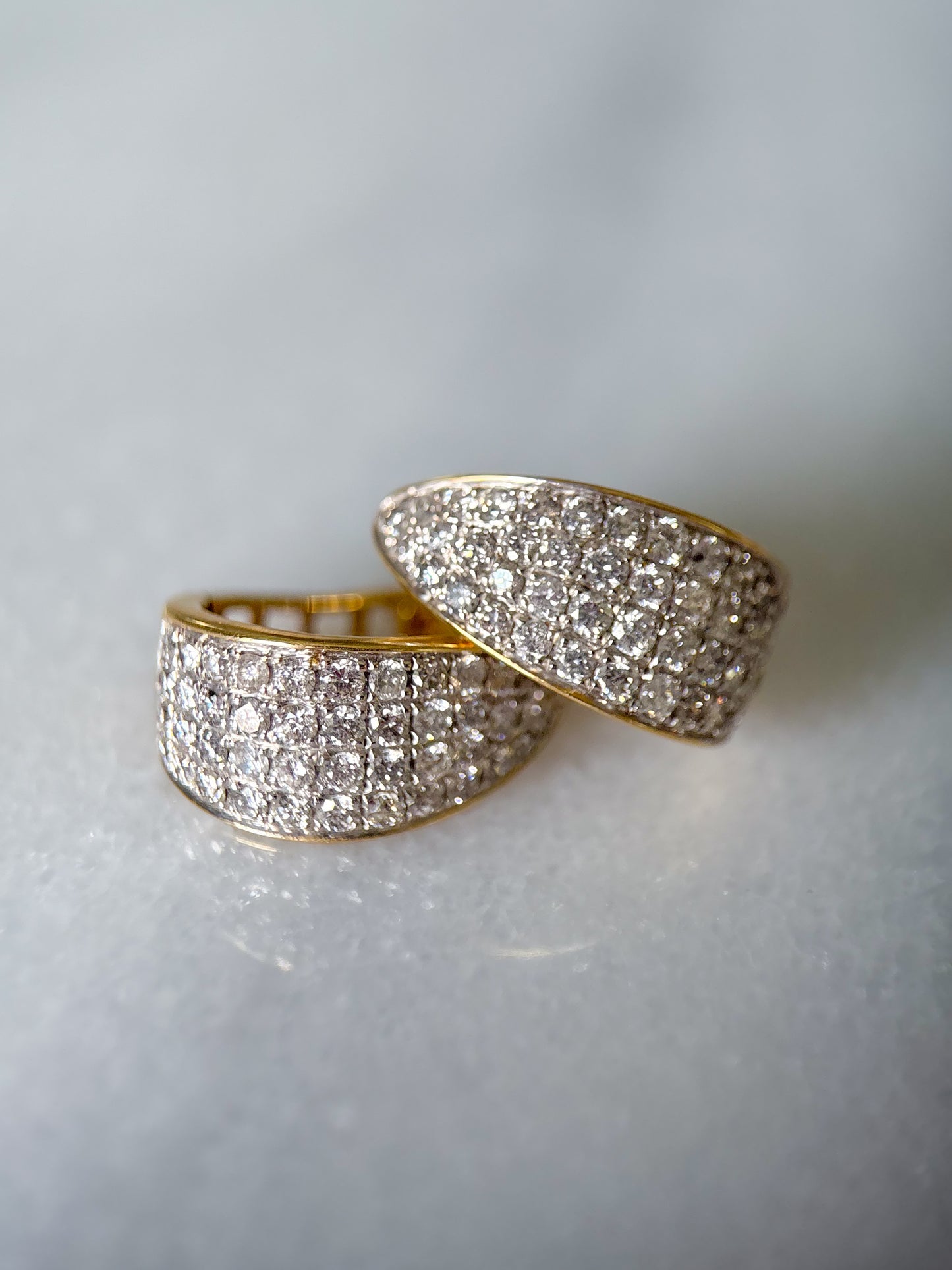 Natural Diamond Oval Hoop 14k Yellow Gold Earrings