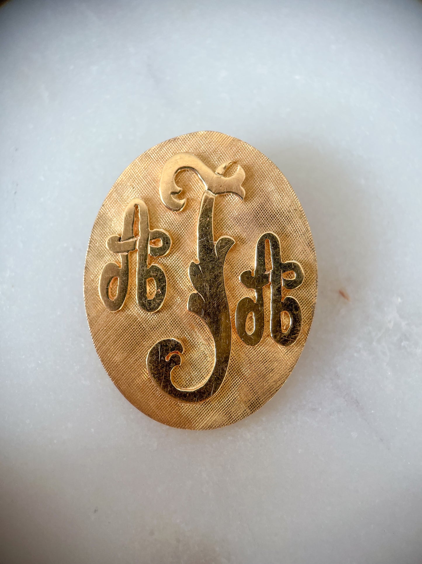Vintage "AAT" Initial 14k Yellow Gold Pin and Pendant, circa 1980