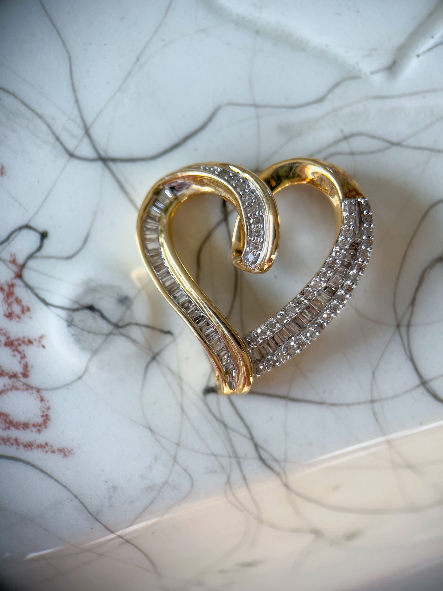 Vintage Natural Diamond Heart 10k Yellow Gold Charm