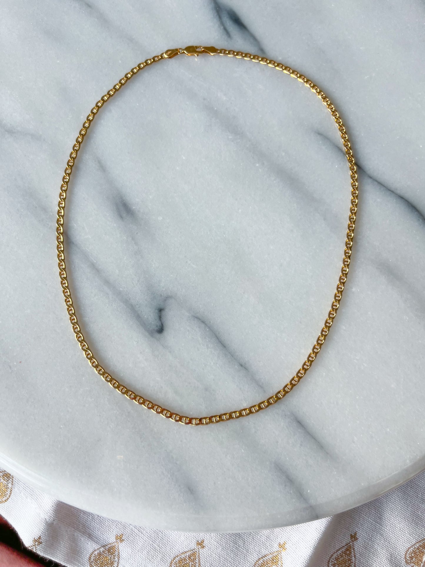Vintage Flat Mariner 14k Yellow Gold Chain 17 Inch Necklace