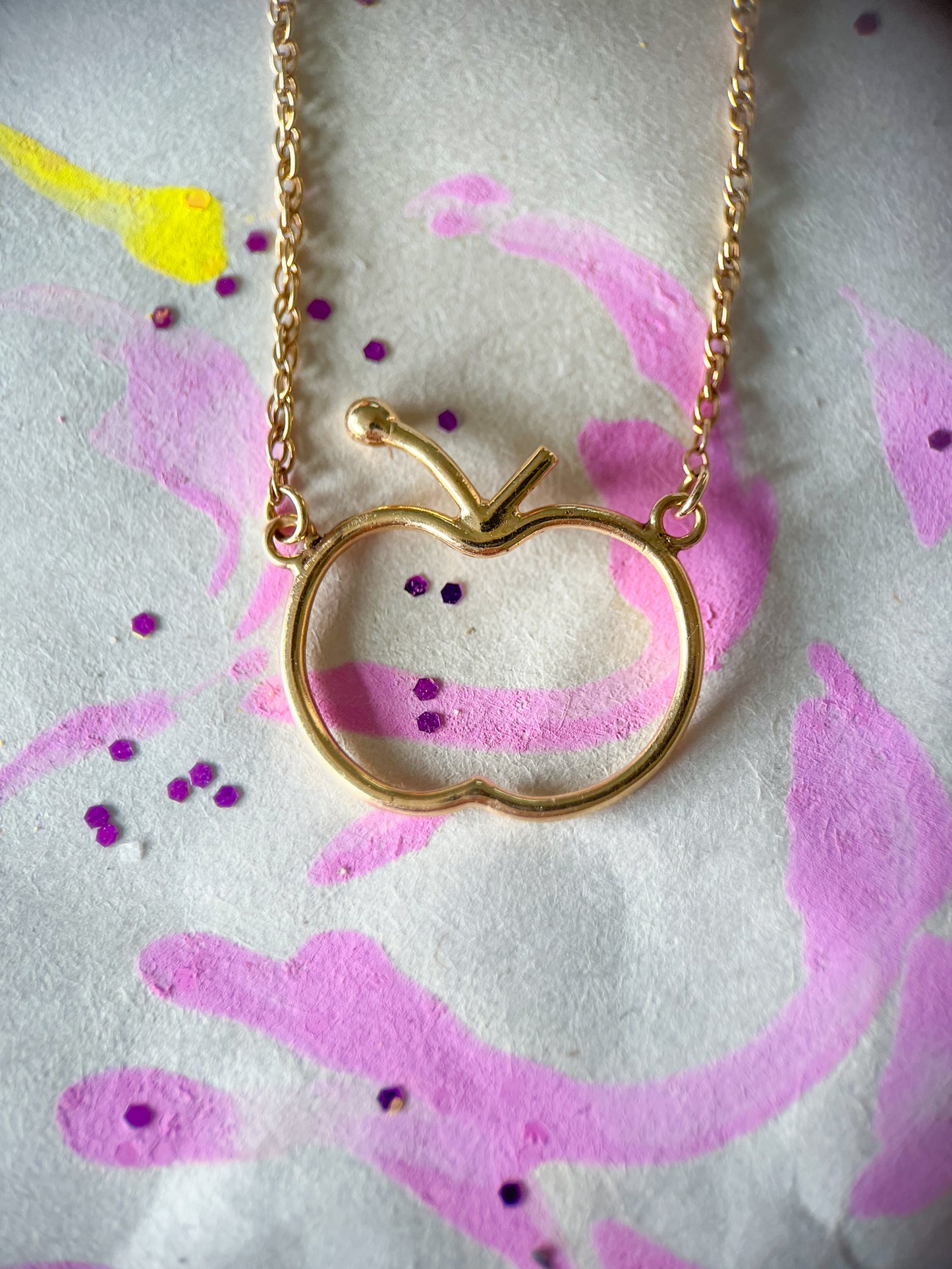 Vintage 14k Apple Charm on 10k Chain Necklace