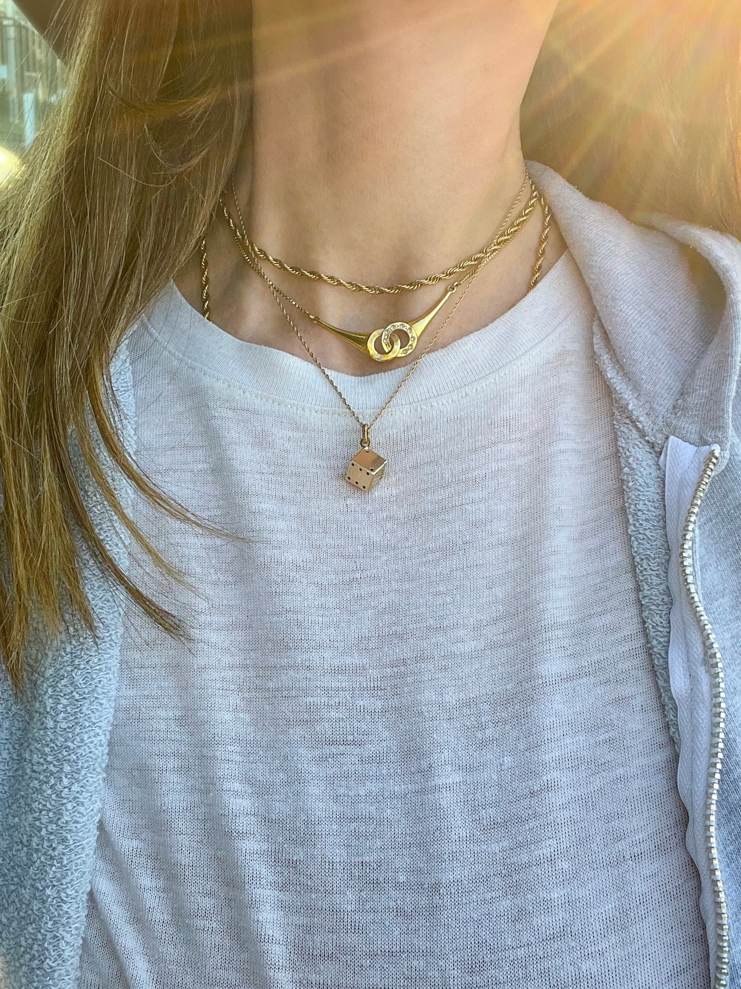 Vintage 3D Dice 14k Yellow Gold Charm