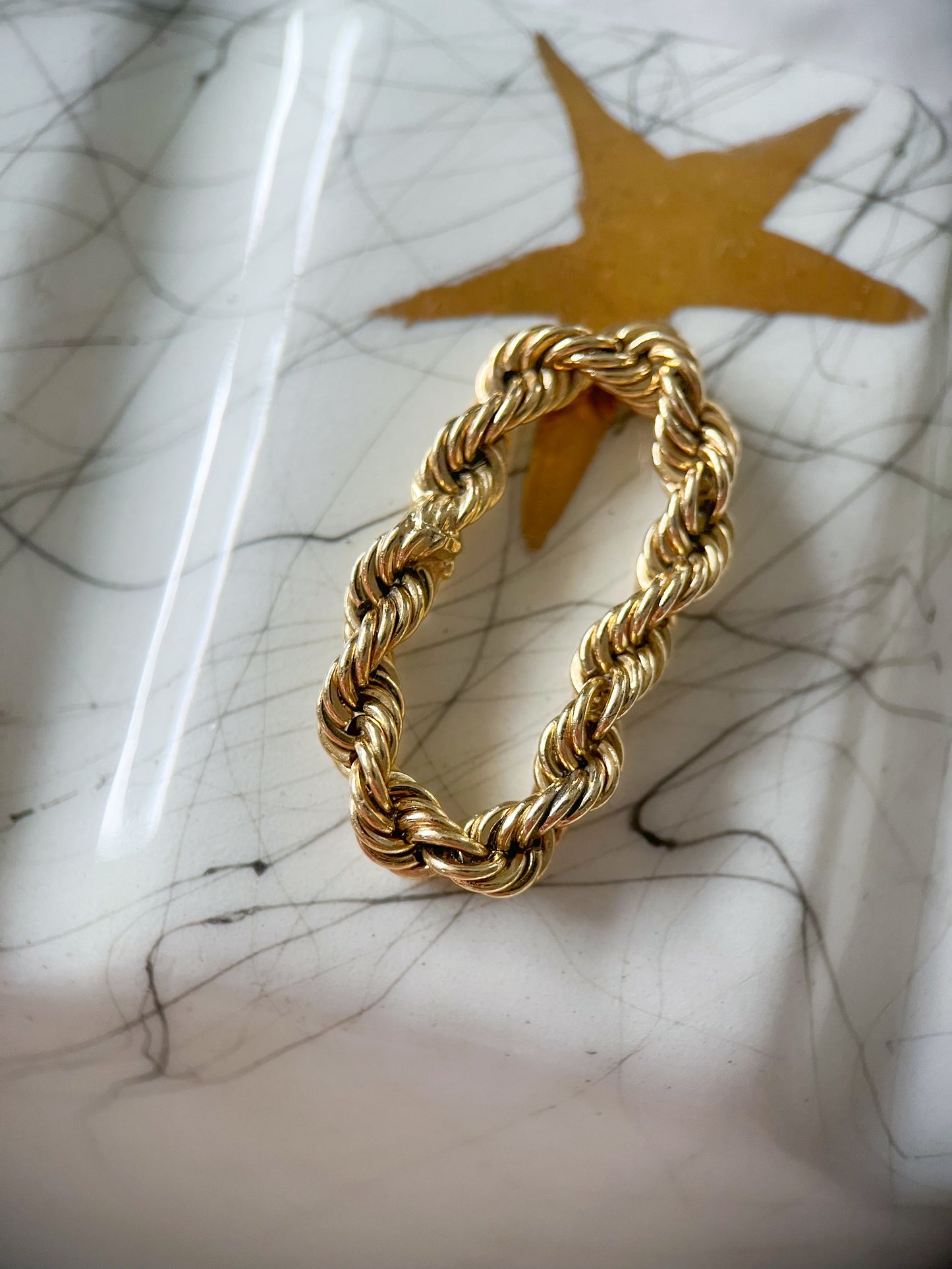 Vintage Rope Chain 14k Yellow Gold Ring