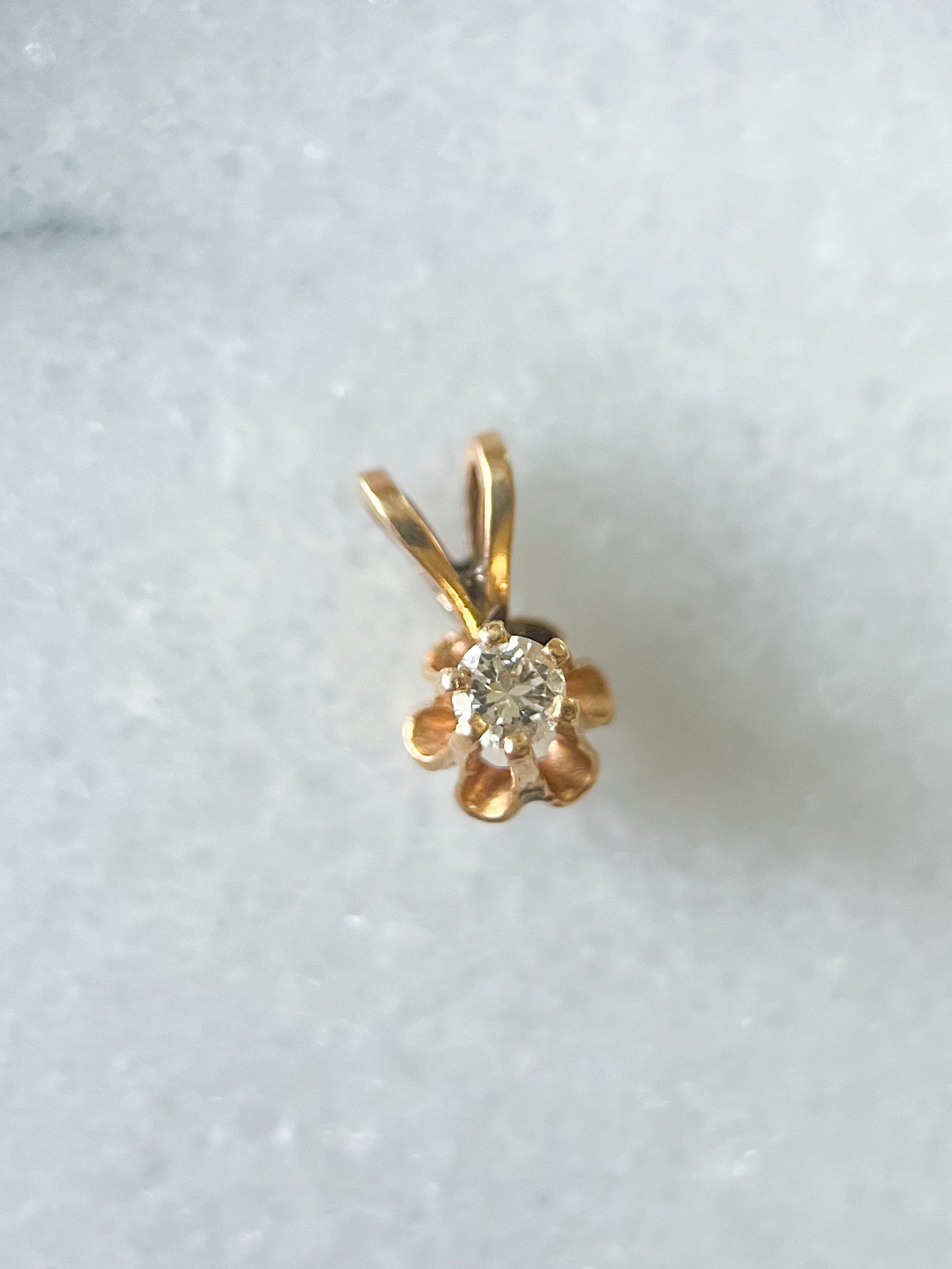 Vintage Natural Diamond Mini Charm 14k Yellow Gold Charm