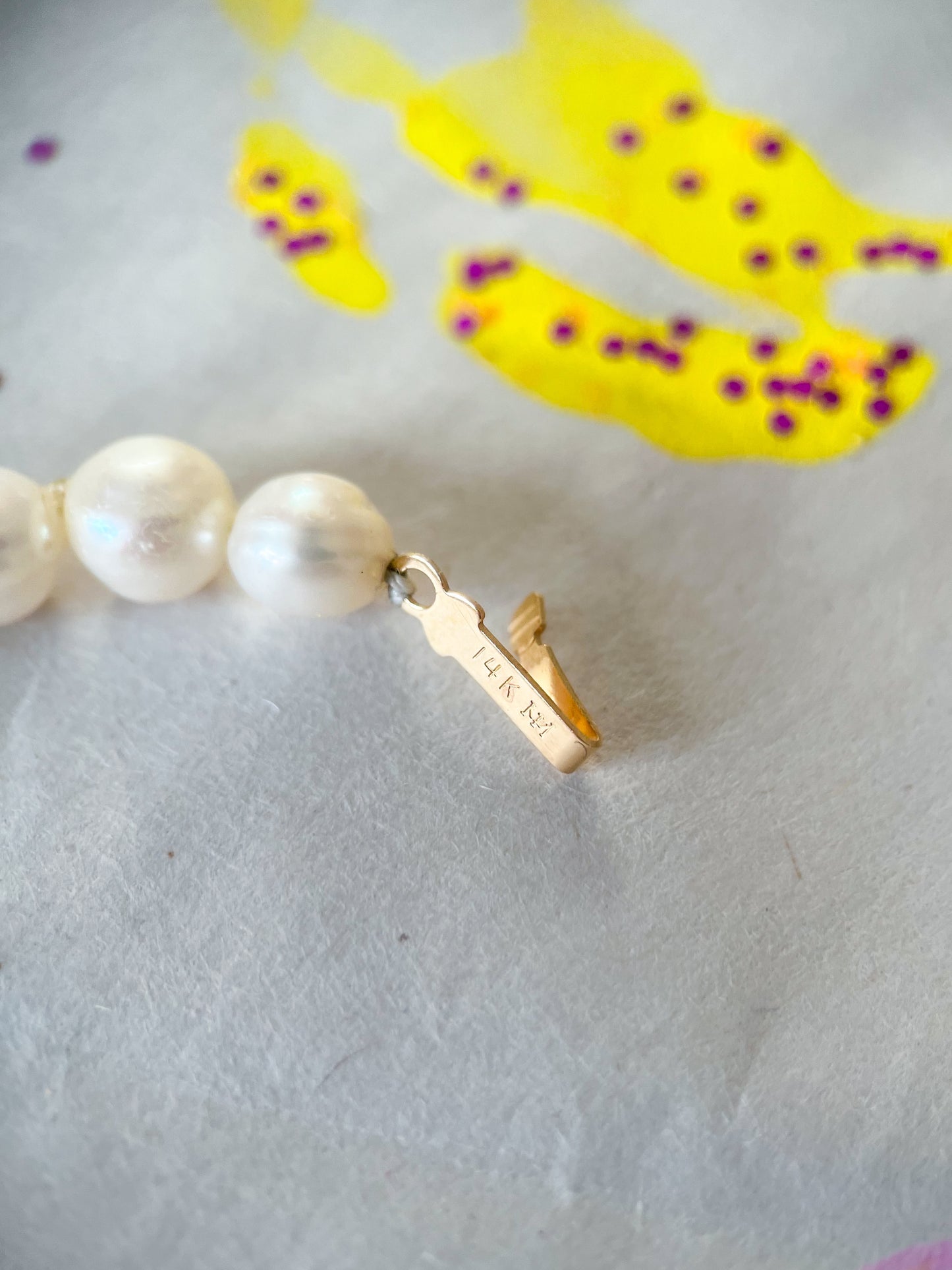 Vintage Pearl 14k Yellow Gold 16 Inch Necklace