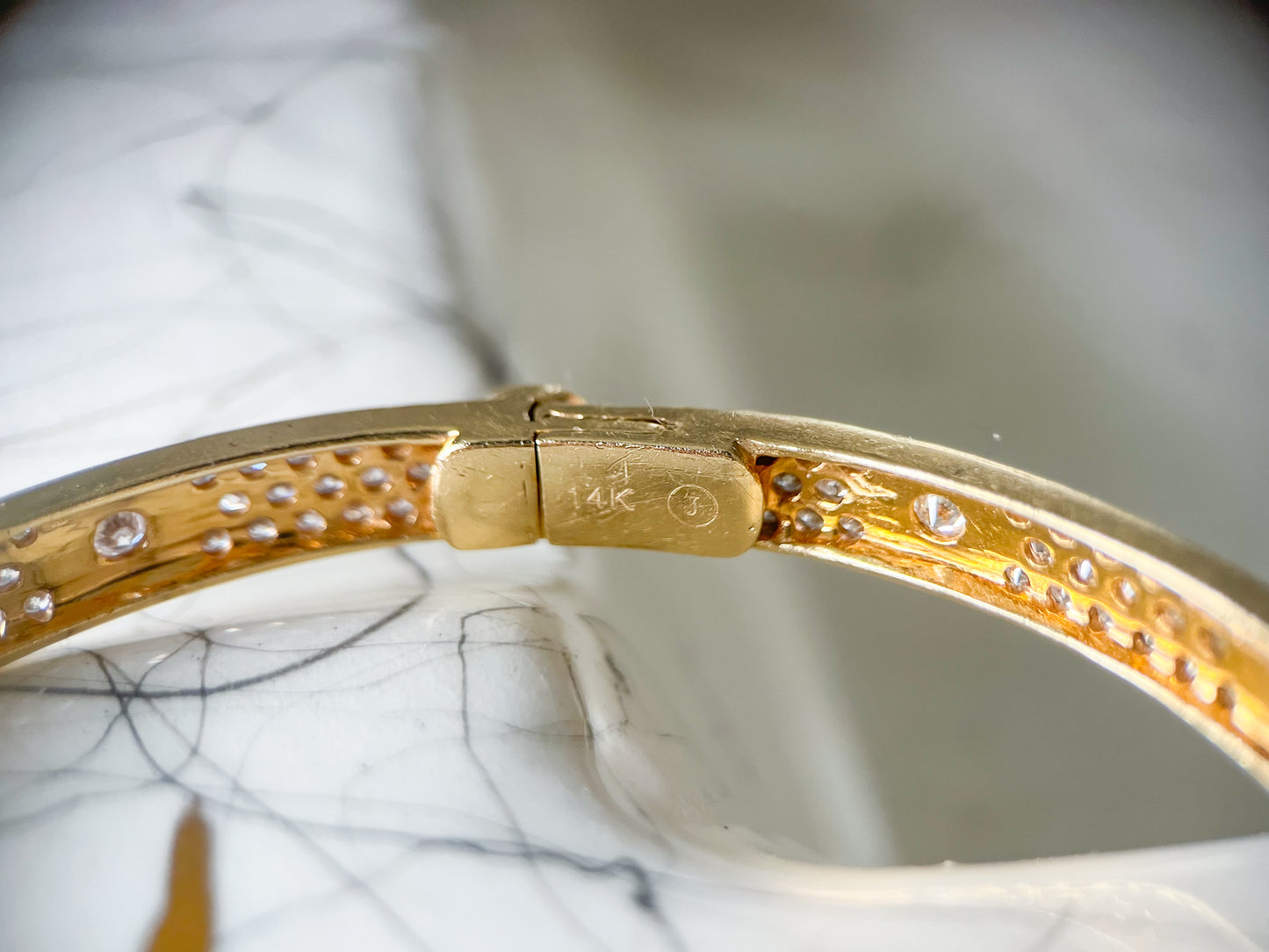 14k Yellow Gold and Natural Diamond Bangle