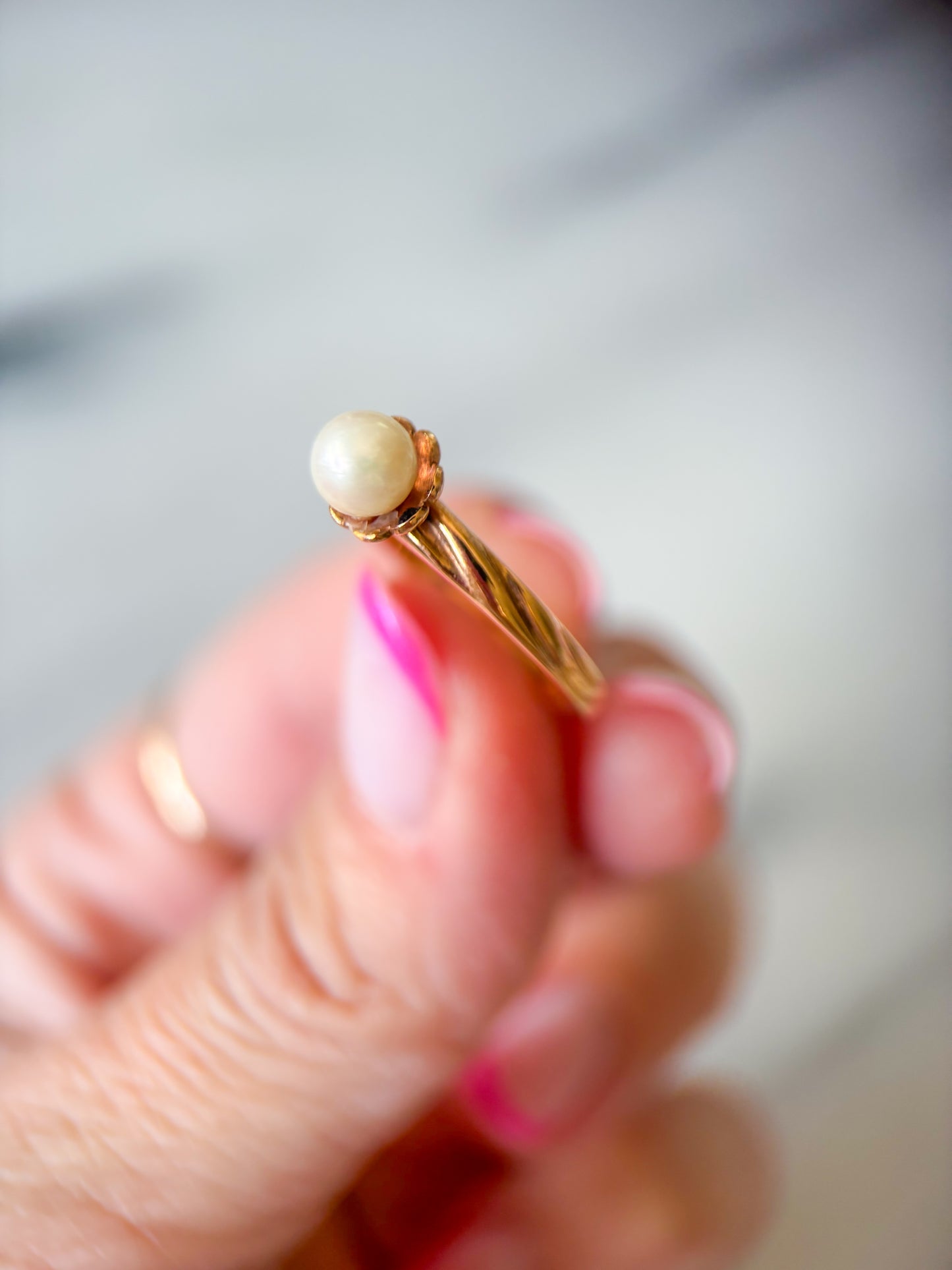 Vintage Natural Pearl 14k Yellow Gold Ring