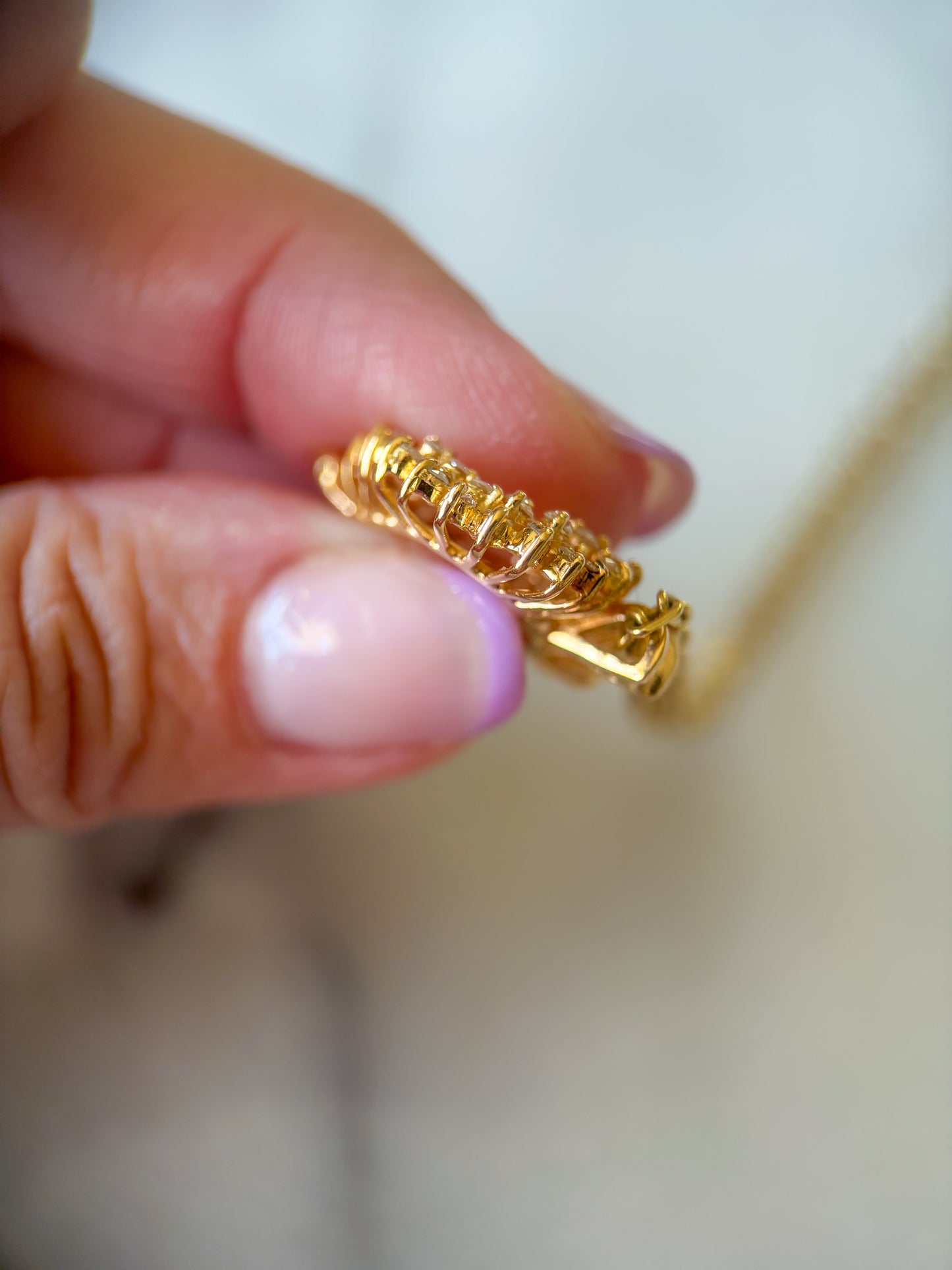 Vintage Natural Diamond Open Heart 14k Yellow Gold Charm