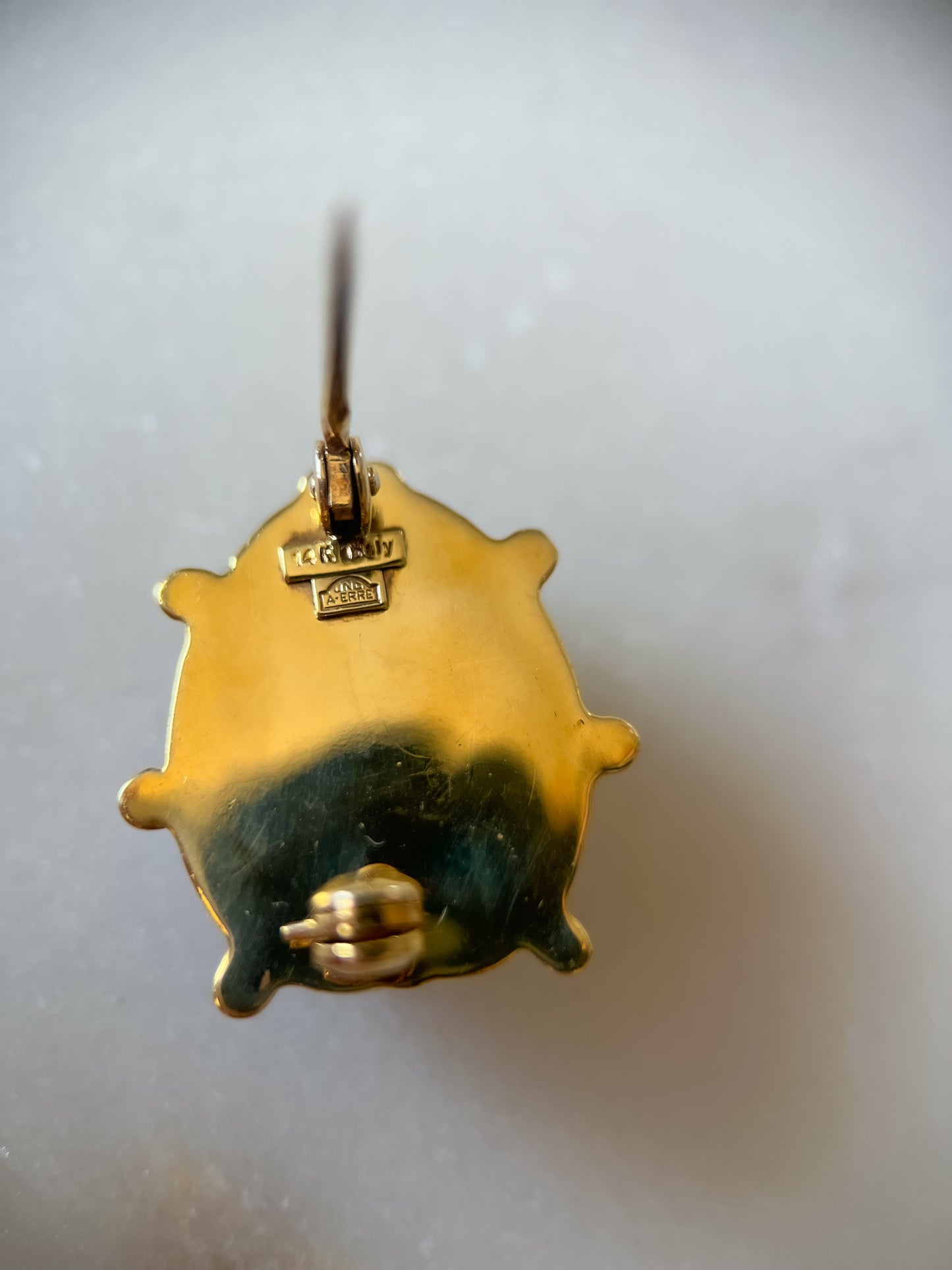 Vintage UnoAErre Ladybug Enamel 14k Yellow Gold Pin (can be converted into a charm)