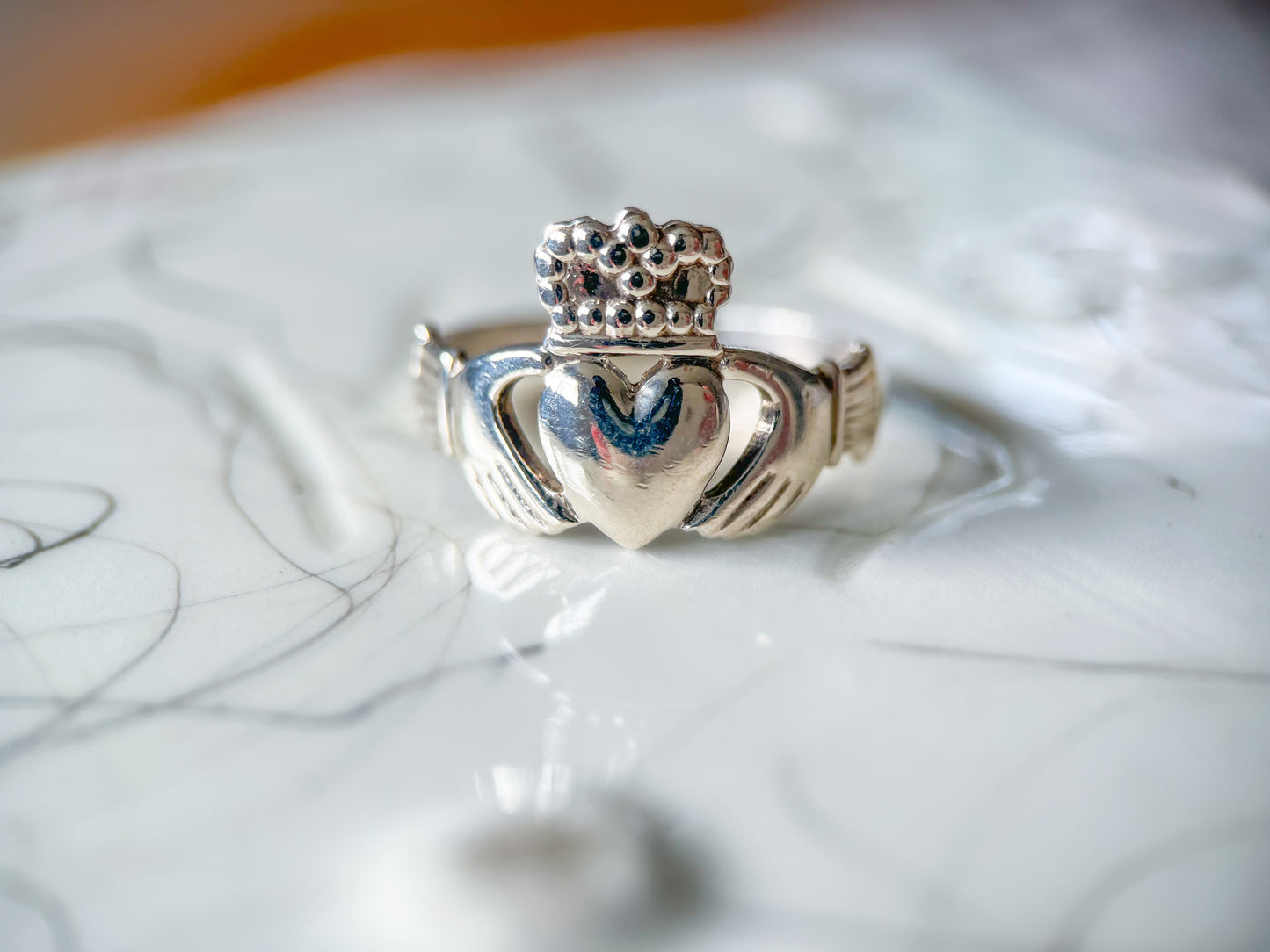 Vintage Sterling Silver Claddagh Irish Heart Ring, circa 1990s