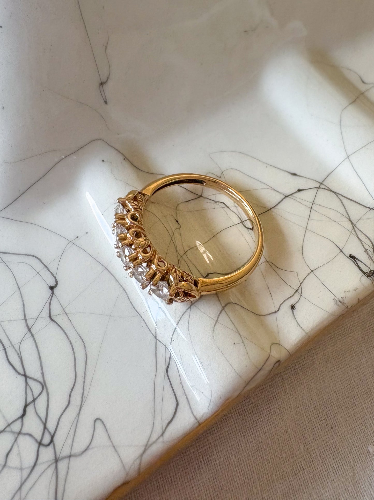 Vintage CZ Half Band 14k Yellow Gold Ring