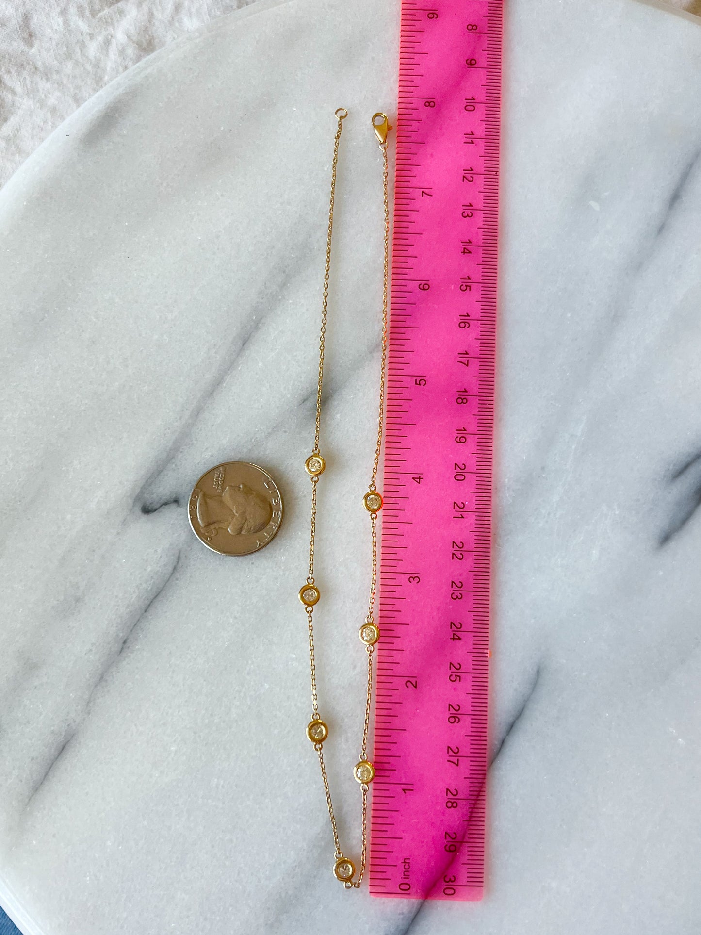 Natural Diamond by the Yard 16 Inch Chain Necklace in 14k Yellow Gold