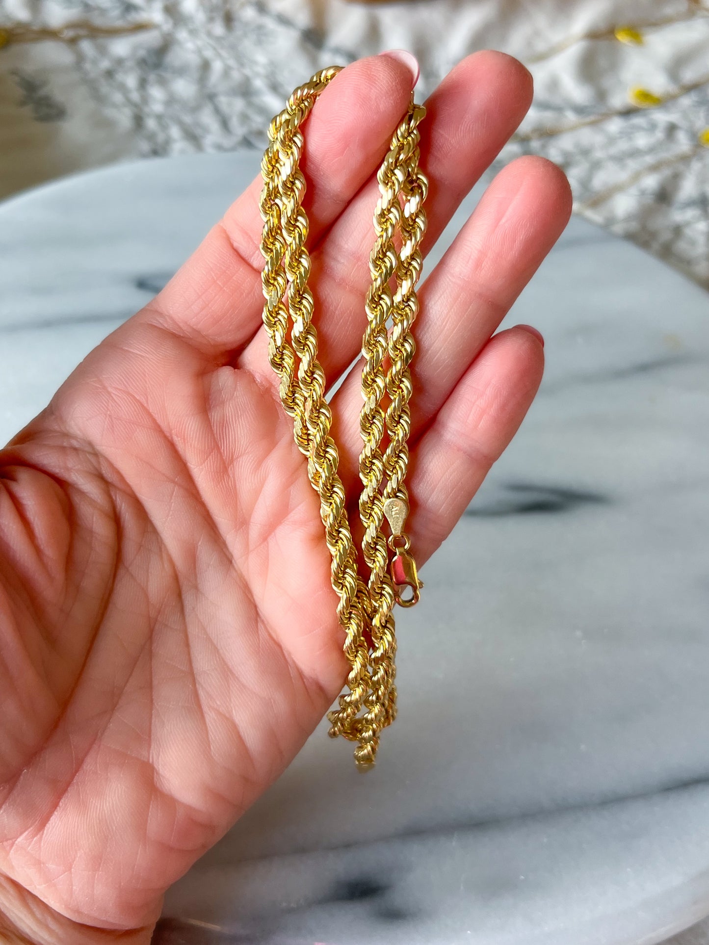 Chunky Rope Chain 10k Yellow Gold Chain 20 Inch Necklace