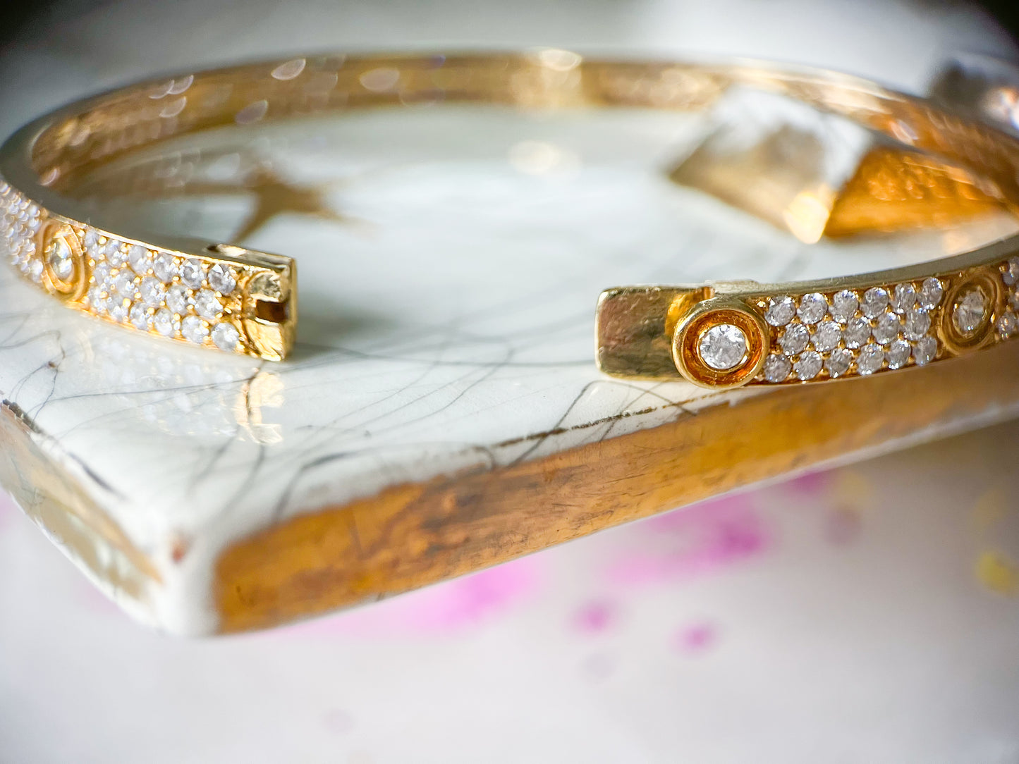 14k Yellow Gold and Natural Diamond Bangle