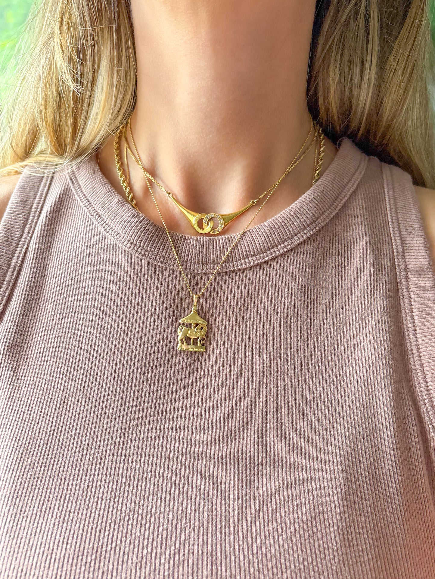 Vintage Carousel 14k Yellow Gold Charm