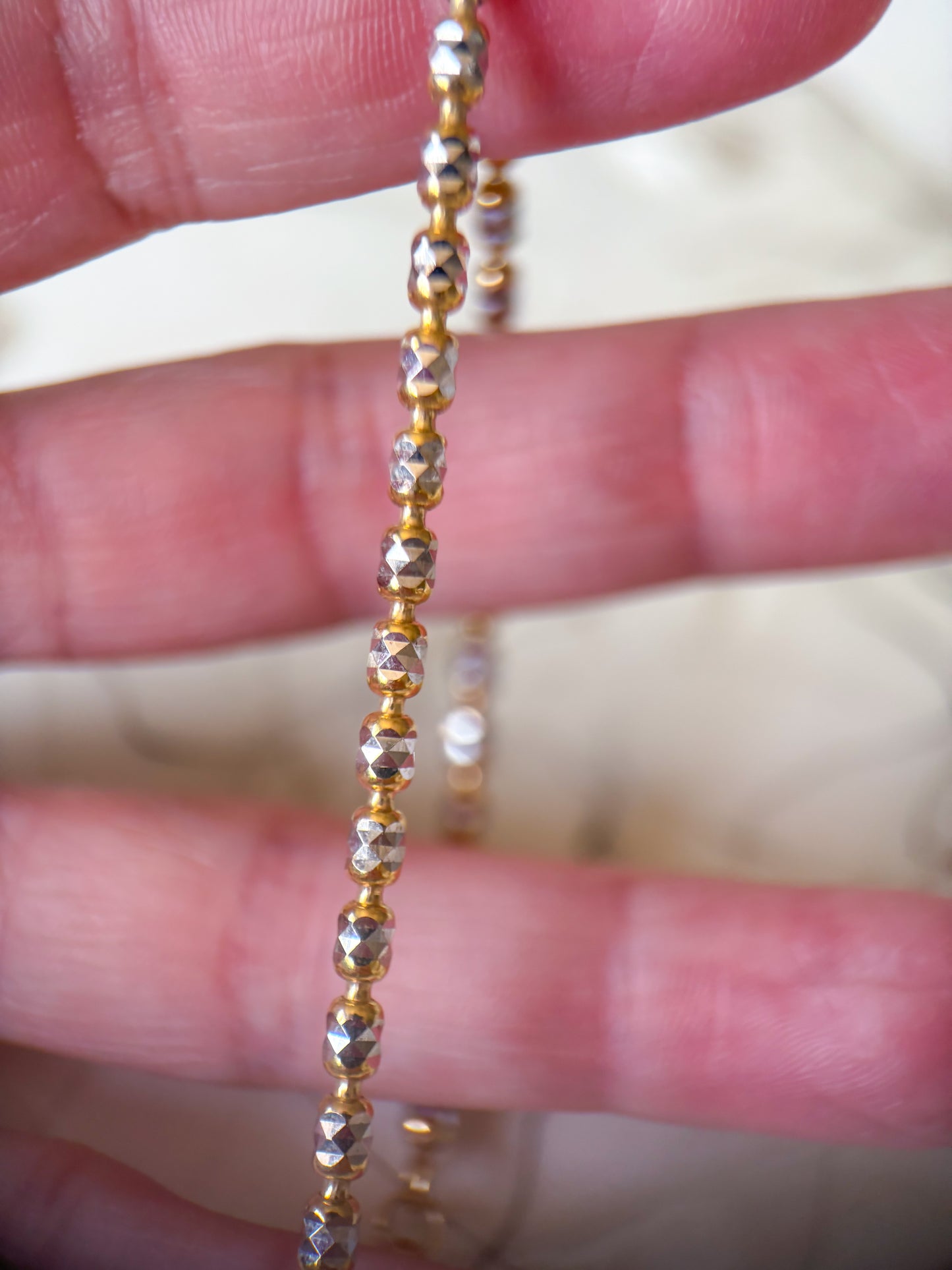 Vintage Two Toned 10k Yellow and White Gold 8 Inch Bracelet