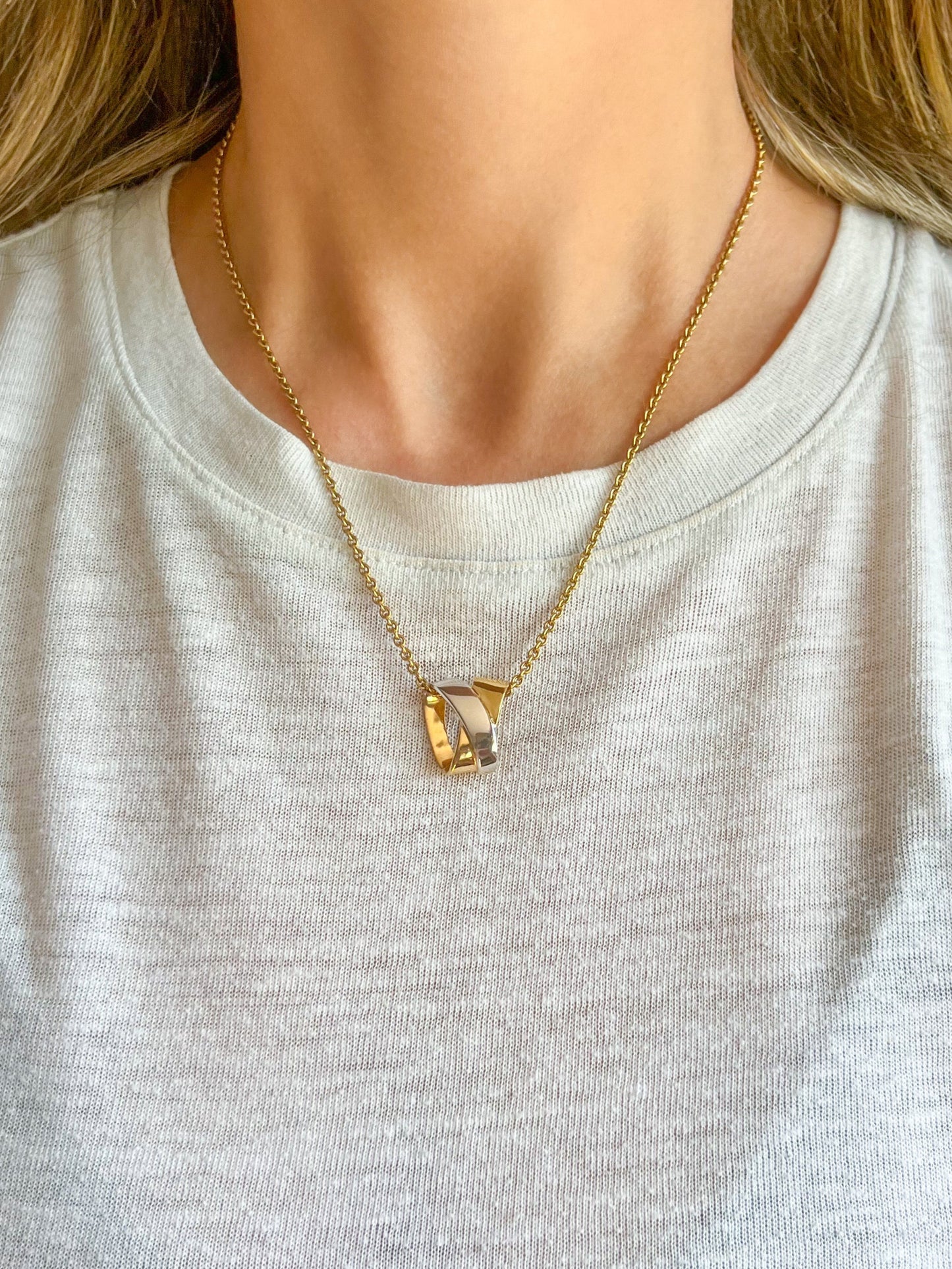 Vintage Two Toned Slider in 14k Yellow and White Gold
