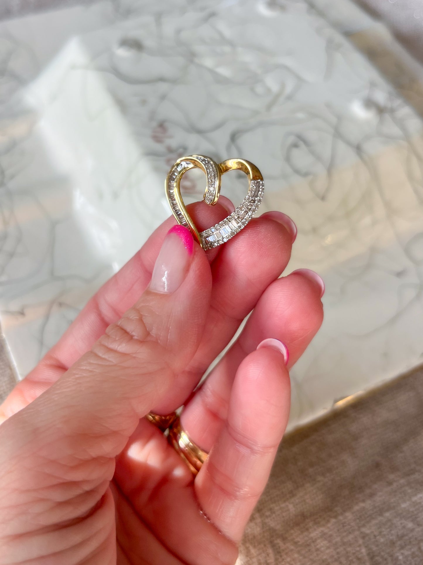 Vintage Natural Diamond Heart 10k Yellow Gold Charm