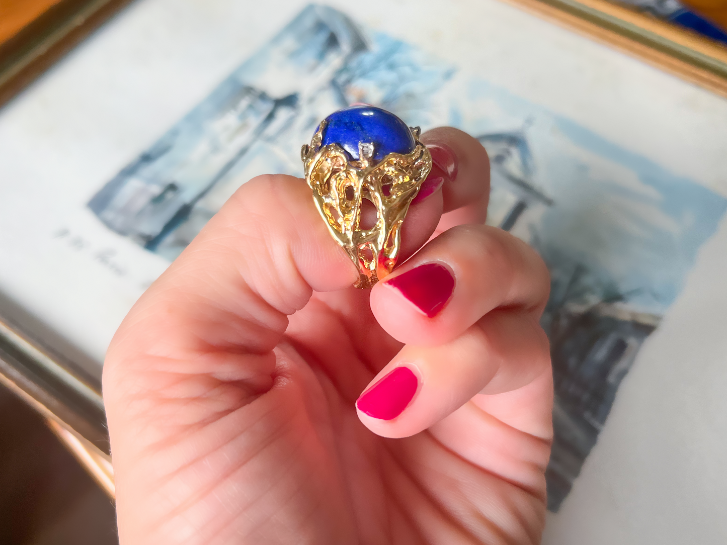 Vintage Lapis Lazuli 18k Gold Ring - Circa 1960s