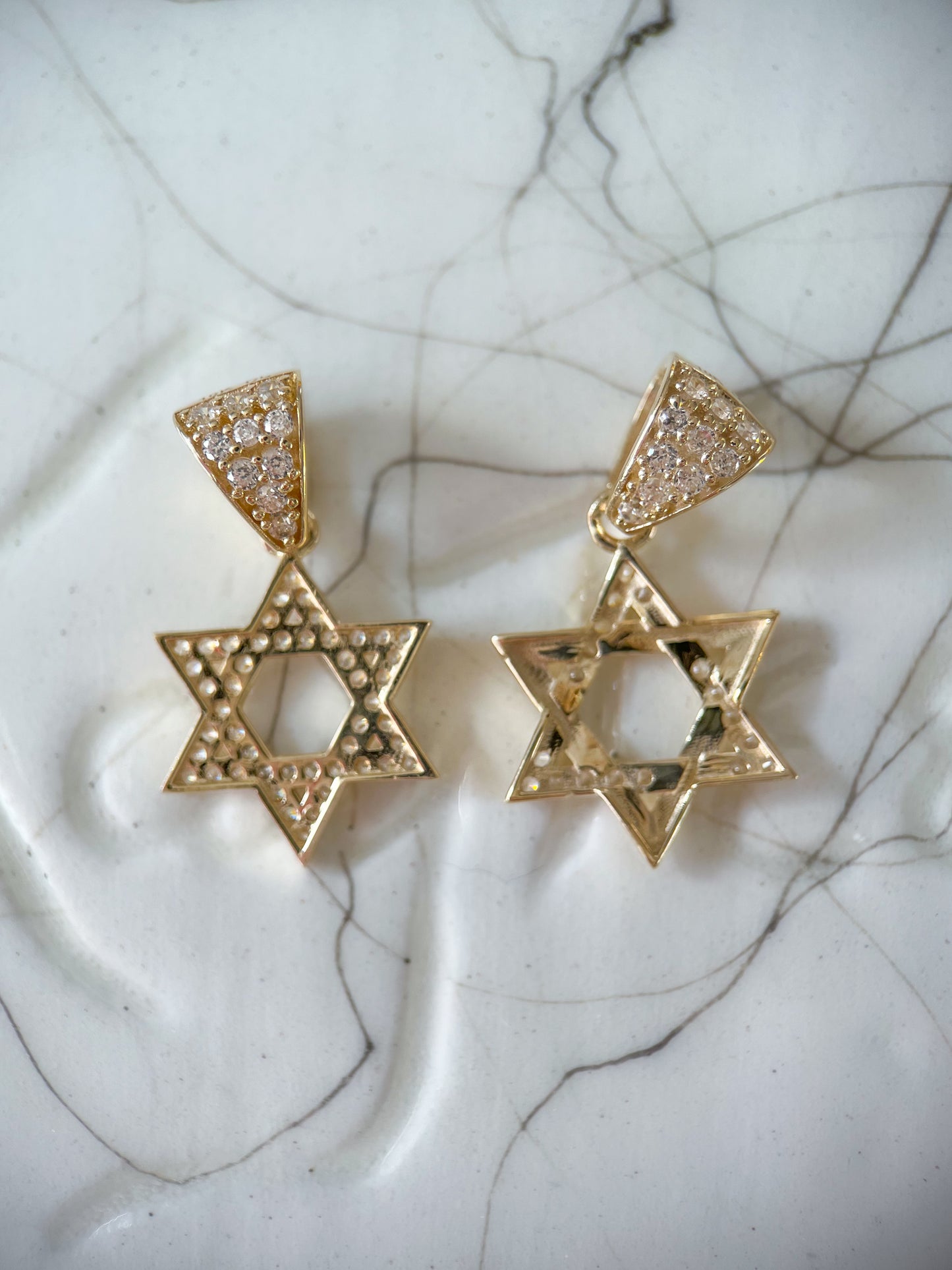 Various 10k Yellow Gold and CZ Star of David Charms