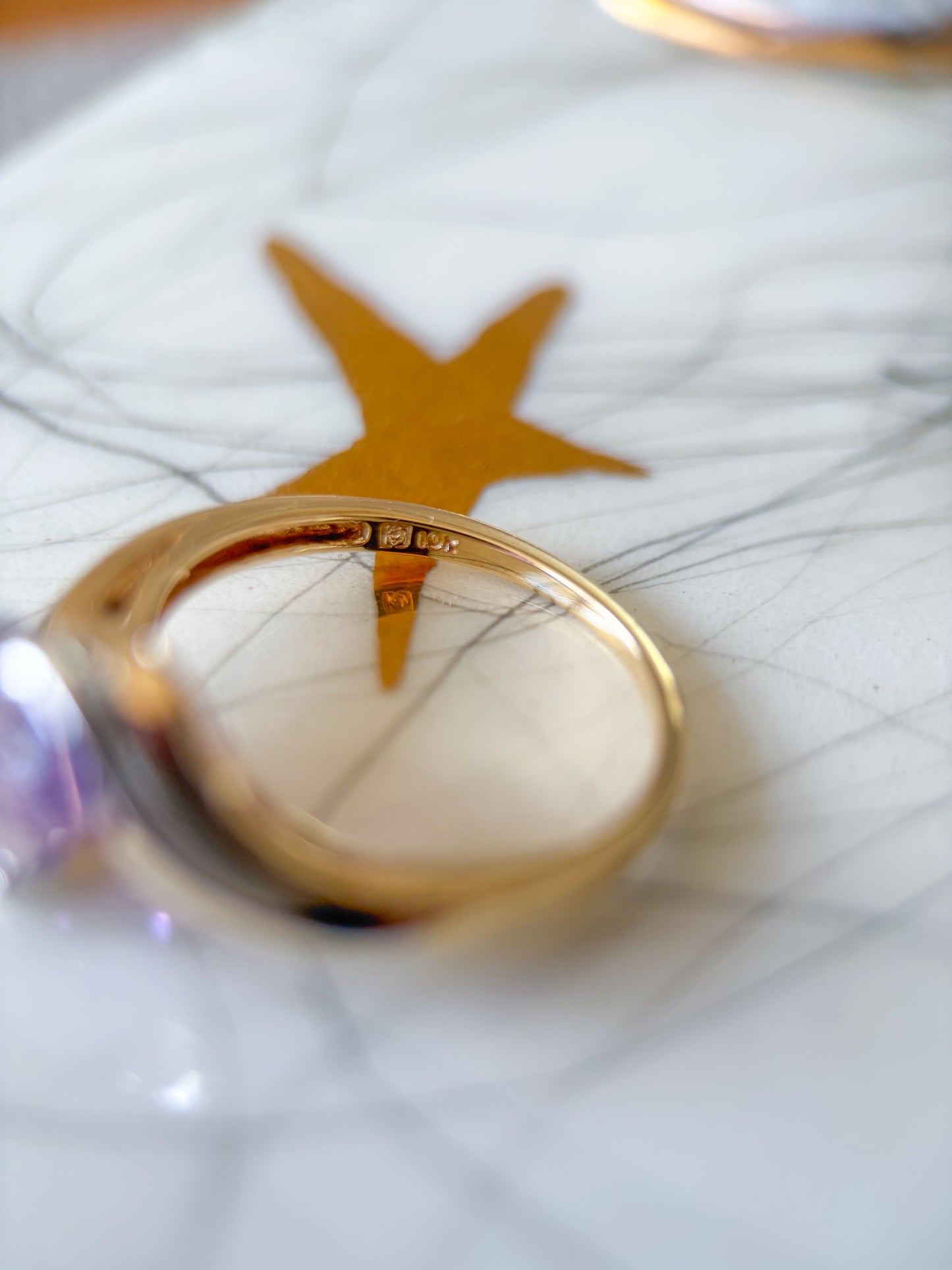 Vintage Semi Precious Amethyst 10k Yellow and White Gold Ring