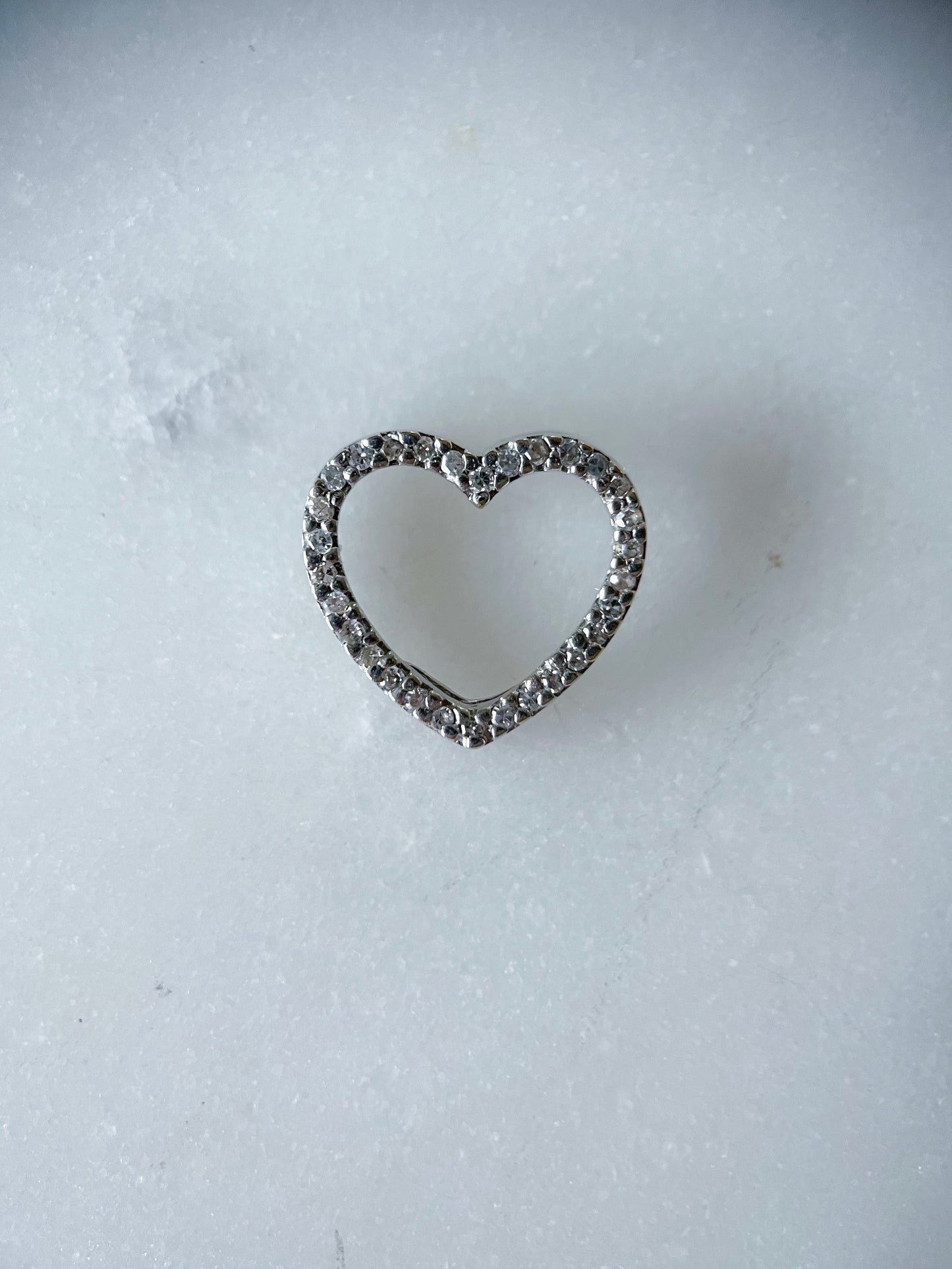 Natural Diamond Open Heart 14k White Gold Charm