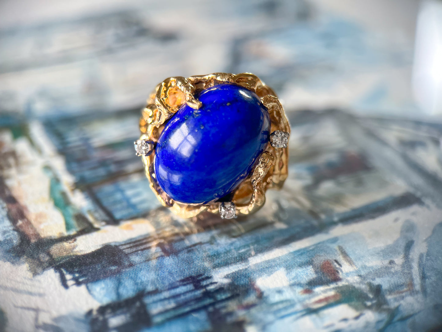 Vintage Lapis Lazuli 18k Gold Ring - Circa 1960s