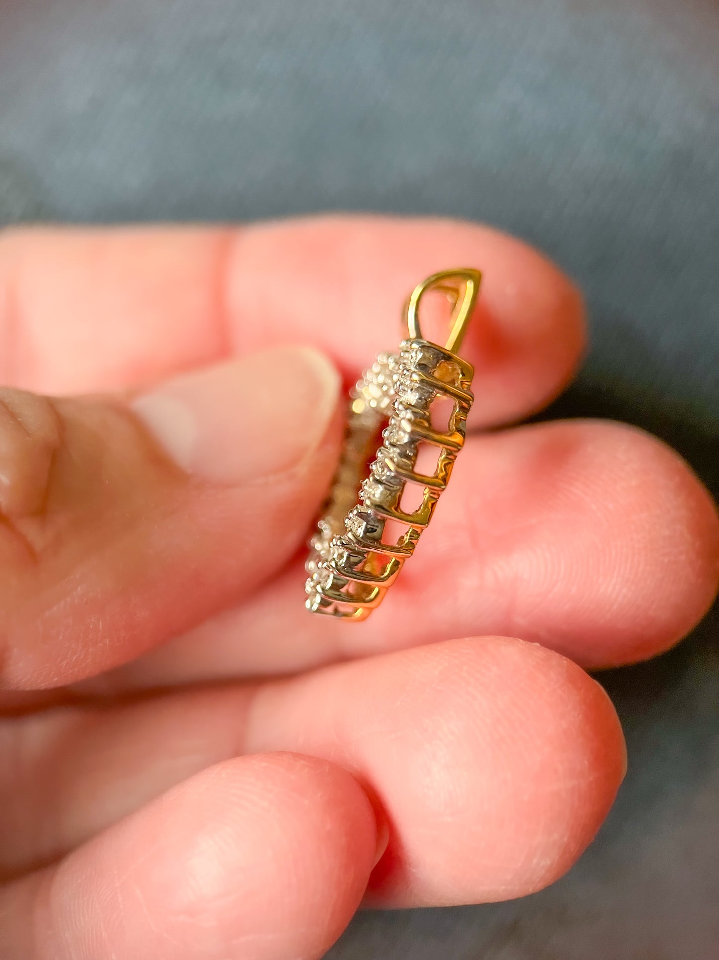 Vintage Natural Diamond Cluster 14k Yellow Gold Diamond Heart Charm